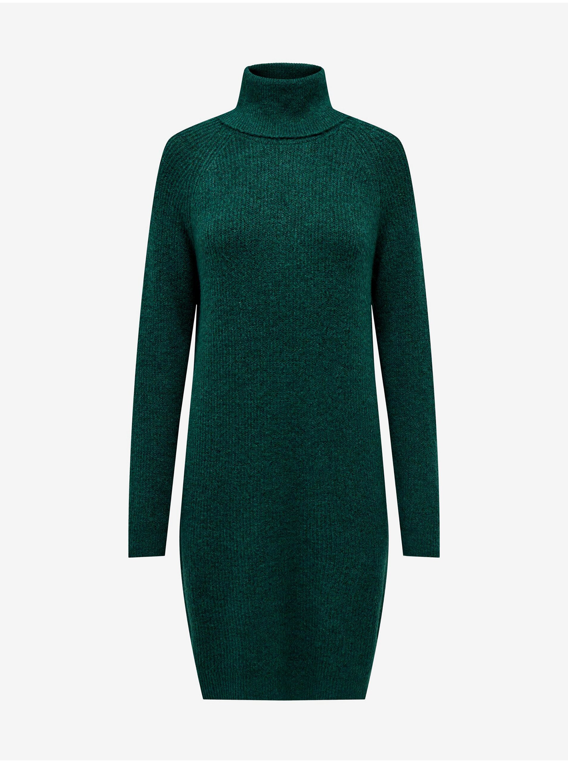 Levně Zelené dámské žíhané svetrové šaty ONLY Silly