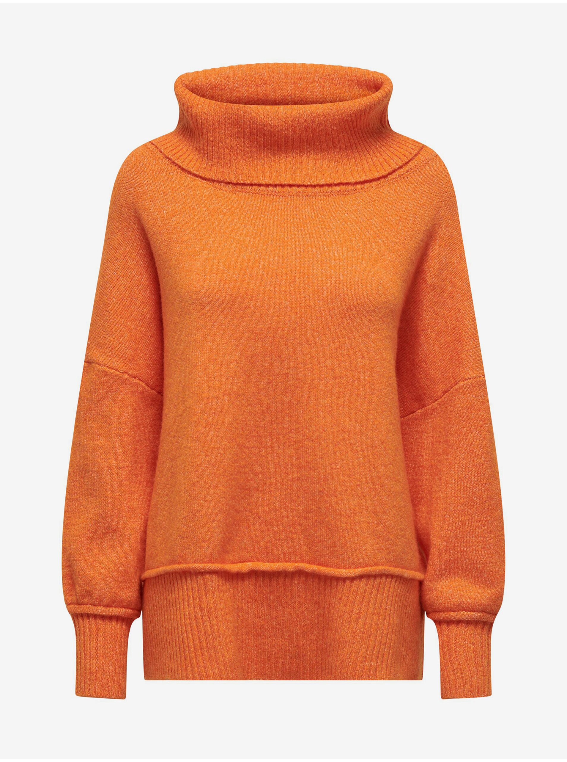 Lacno Oranžový dámsky oversize sveter ONLY Hazel