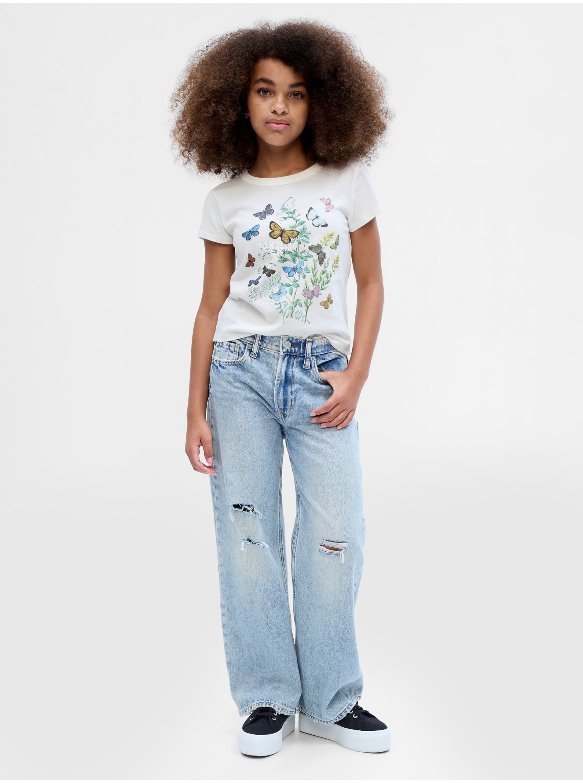 Levně Bílé holčičí tričko s potiskem GAP