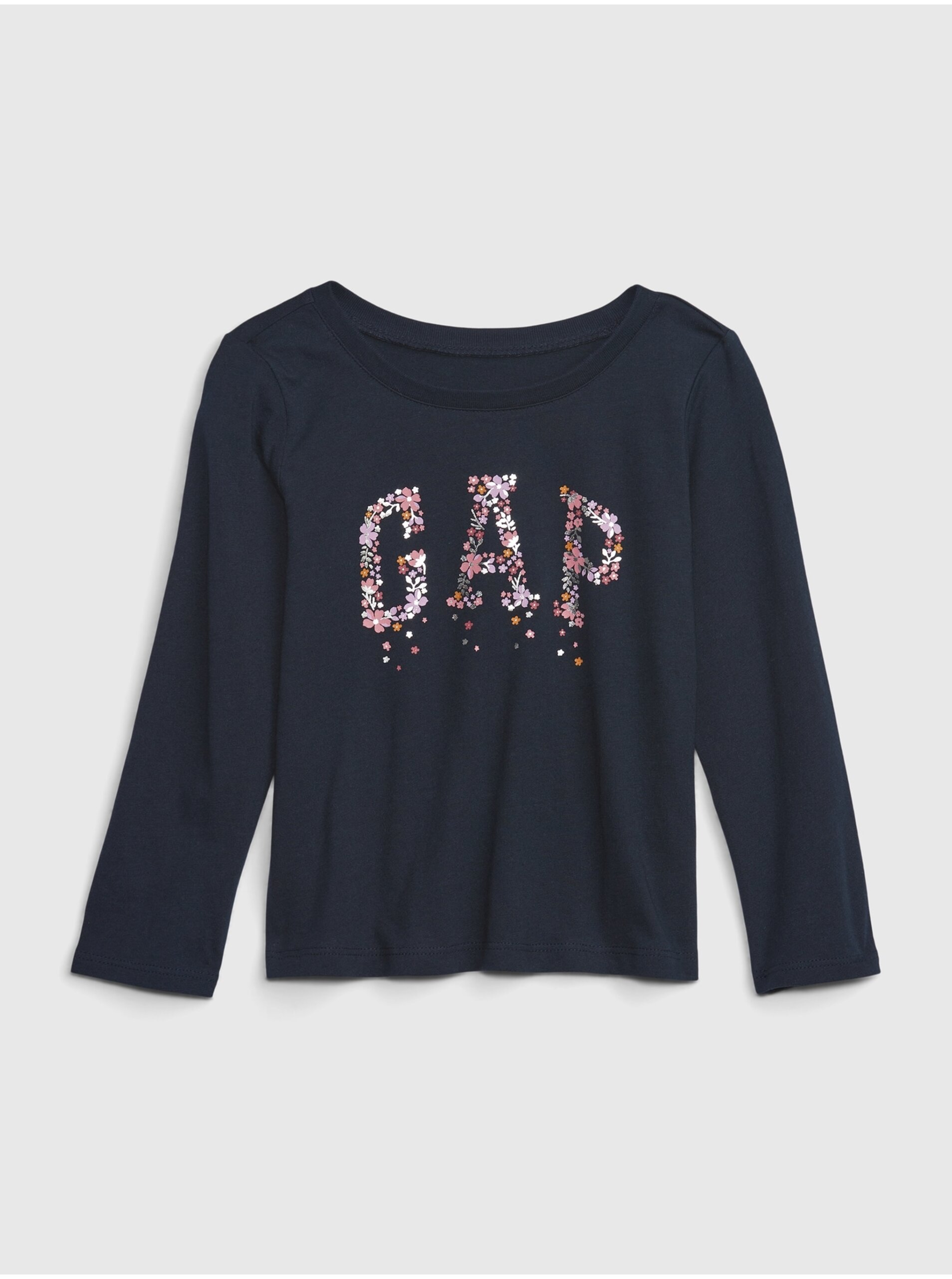 Lacno Tmavomodré dievčenské tričko s dlhým rukávom GAP