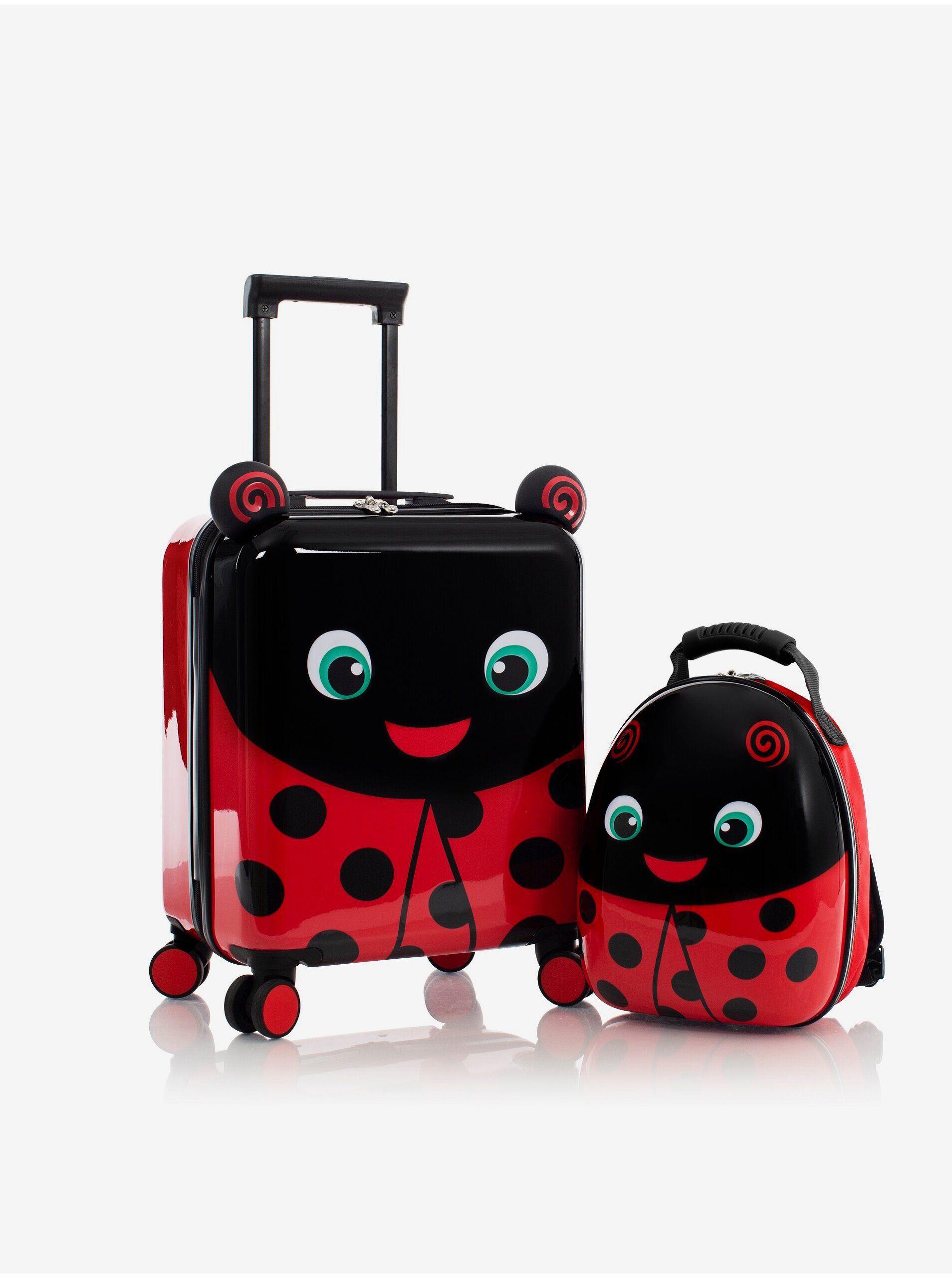 Levně Černo-červený holčičí kufr a batoh Heys Super Tots Lady Bug
