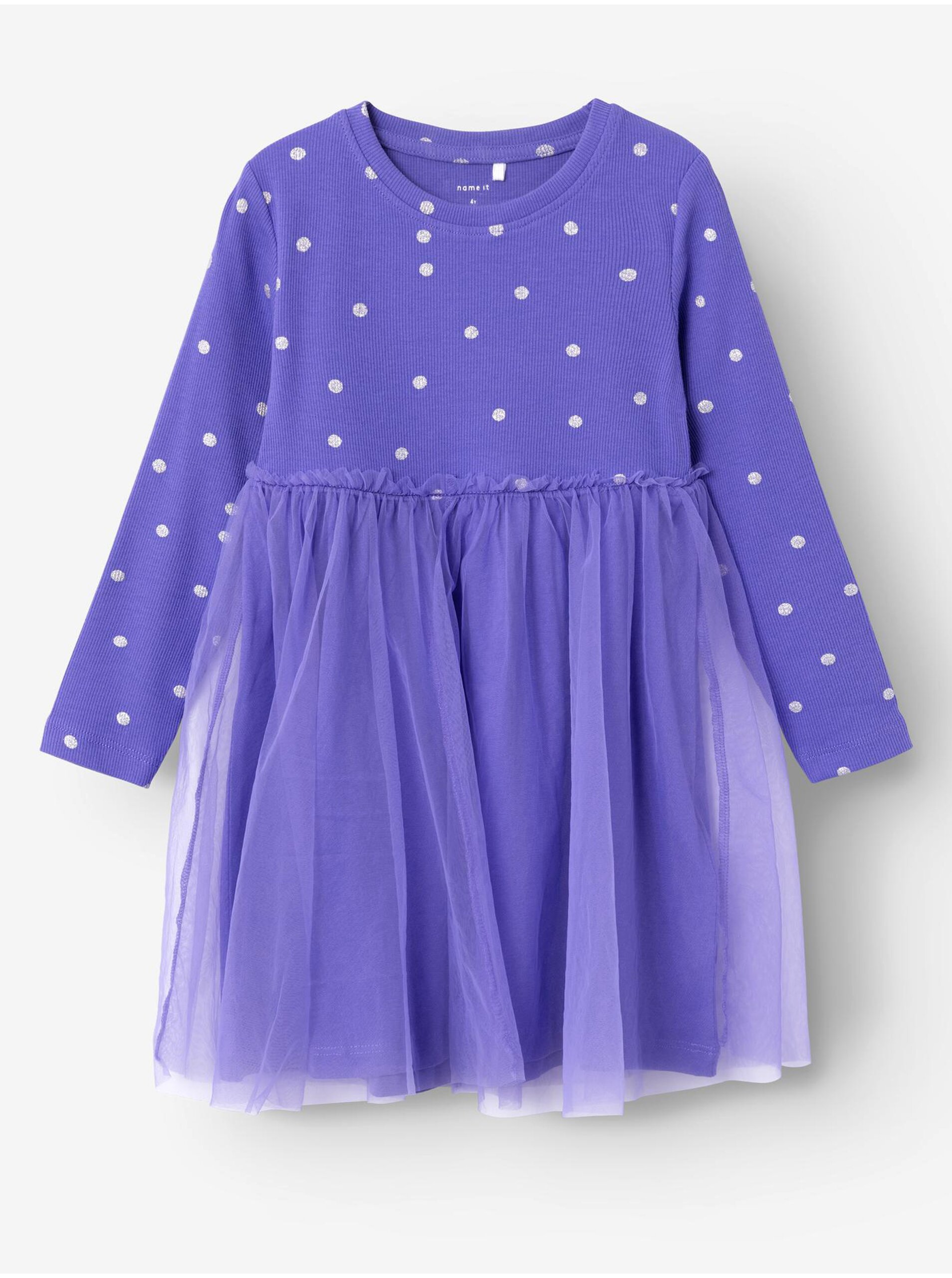 E-shop Fialové dievčenské bodkované šaty name it Ofelia