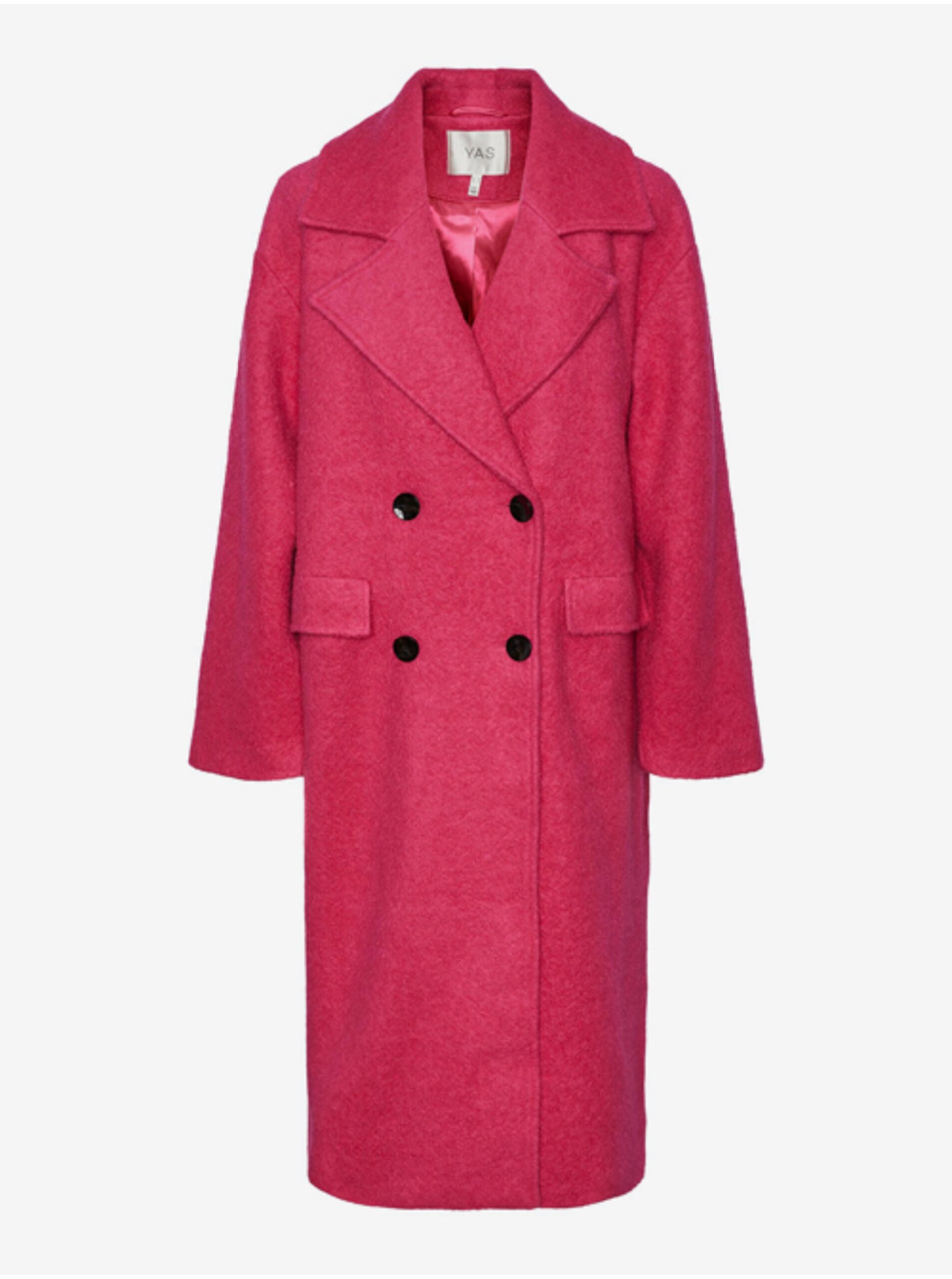 E-shop Tmavo ružový dámsky kabát s prímesou vlny Y.A.S Mila