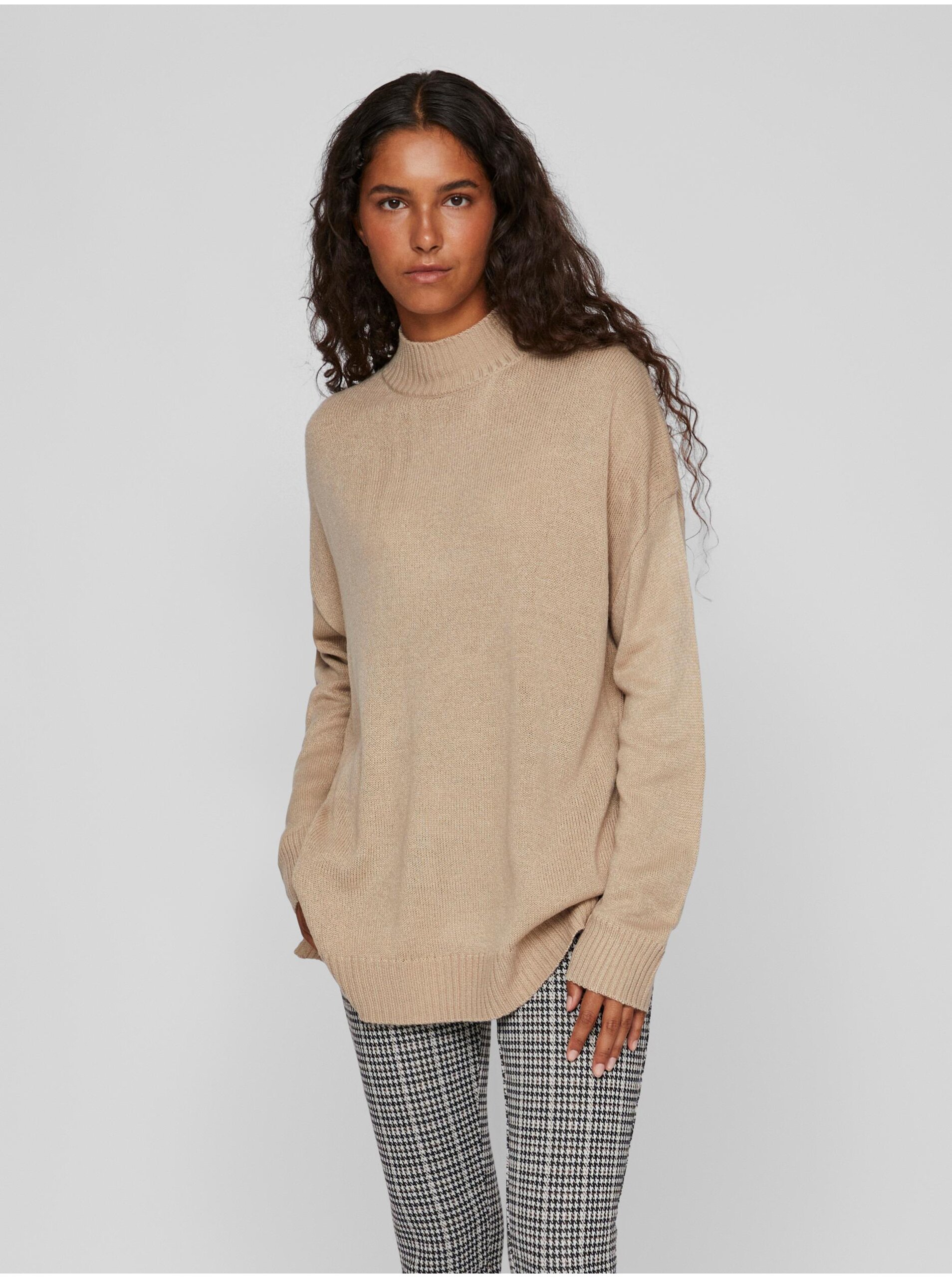 E-shop Béžový dámský oversize svetr VILA Reggie