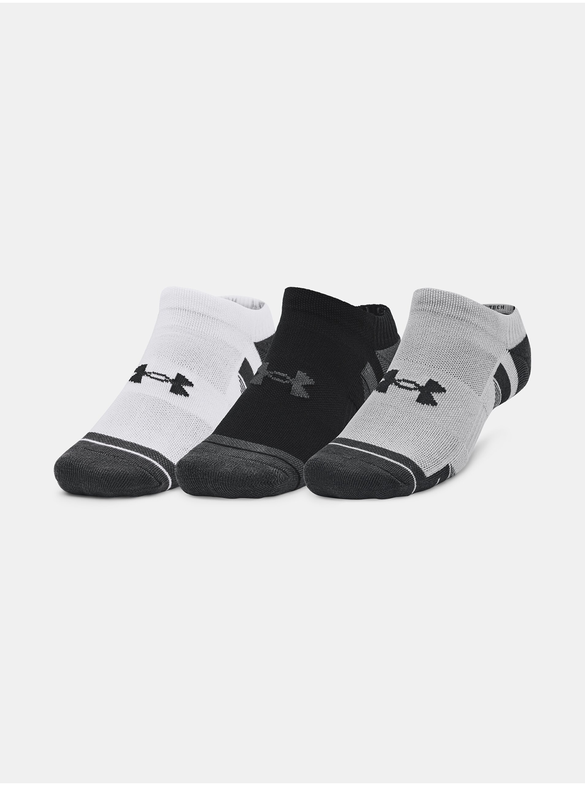 Lacno Súprava troch párov unisex ponožiek v bielej, čiernej a šedej farbe Under Armour UA Performance Tech 3pk NS