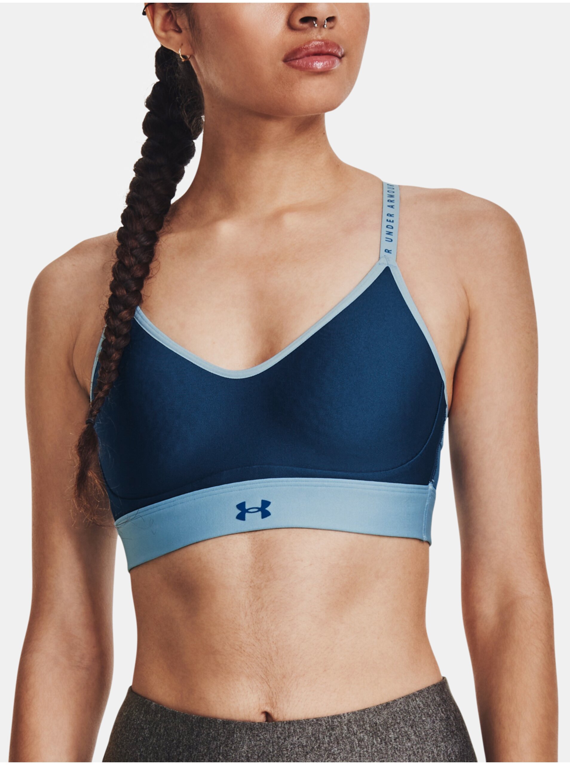 Lacno Modrá dámska športová podprsenka Under Armour Infinity Covered Low