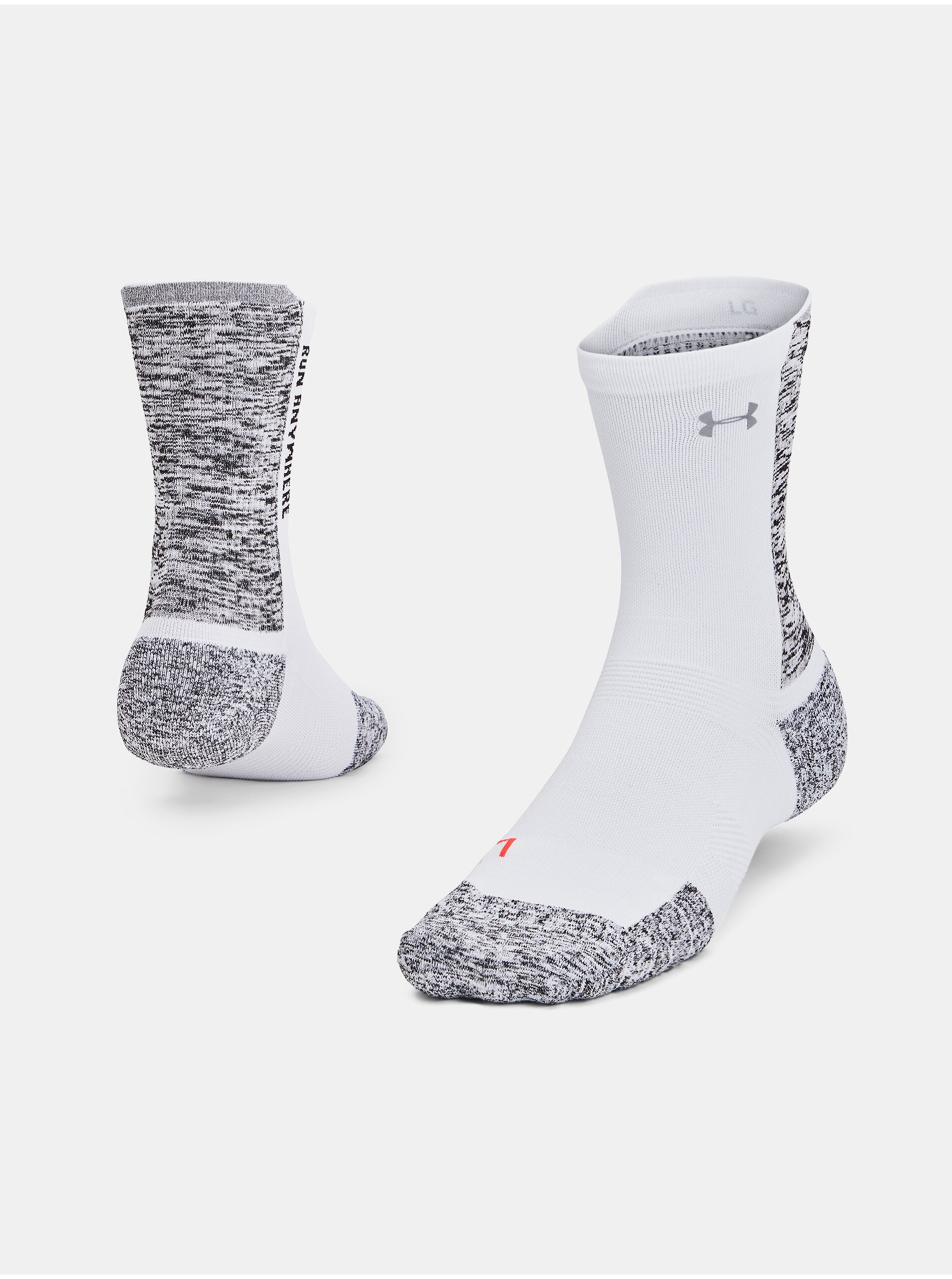 Levně Šedo-bílé unisex sportovní ponožky Under Armour UA AD Run Cushion 1pk Mid