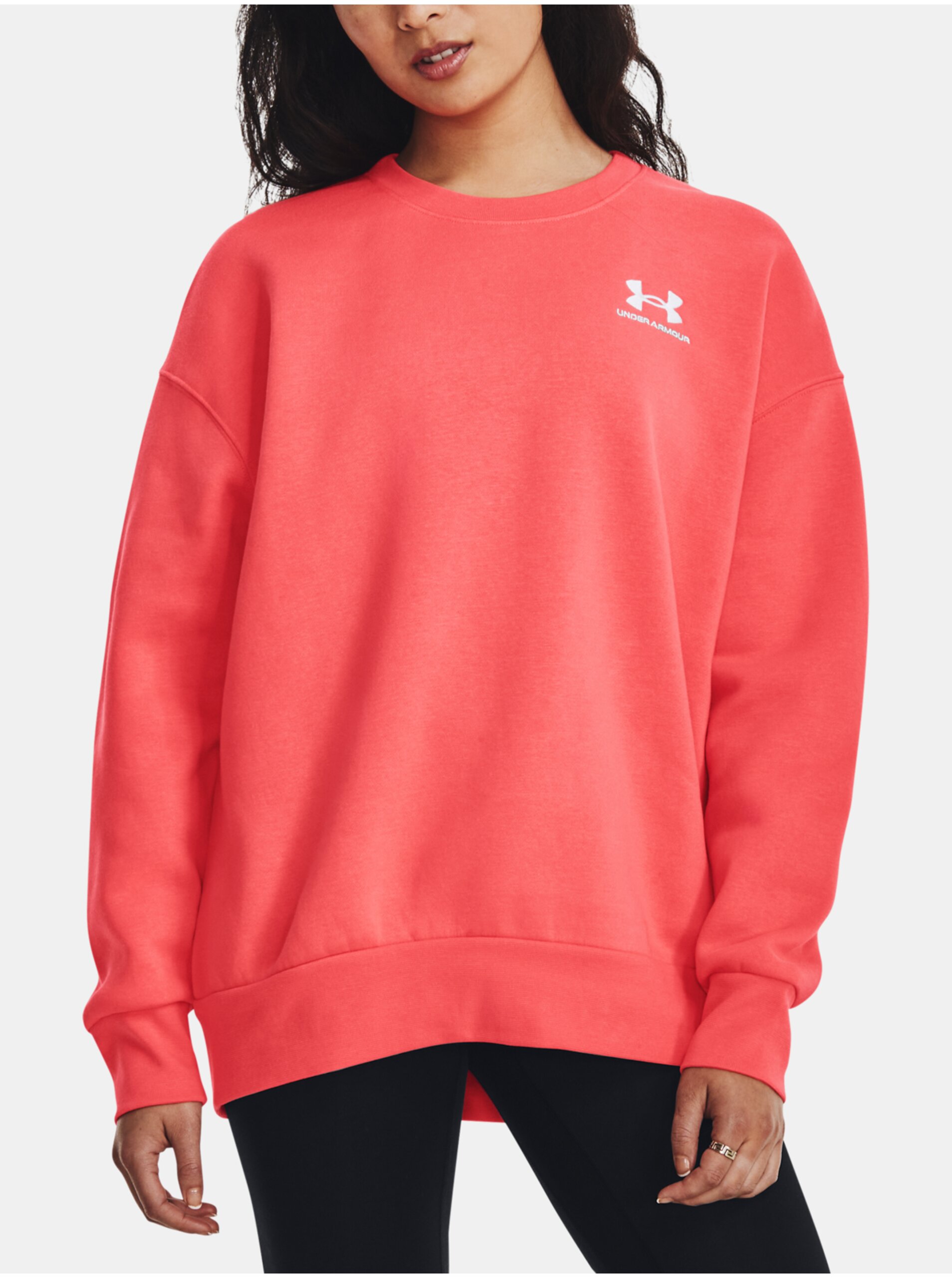 Levně Červená mikina Under Armour Essential Flc OS Crew