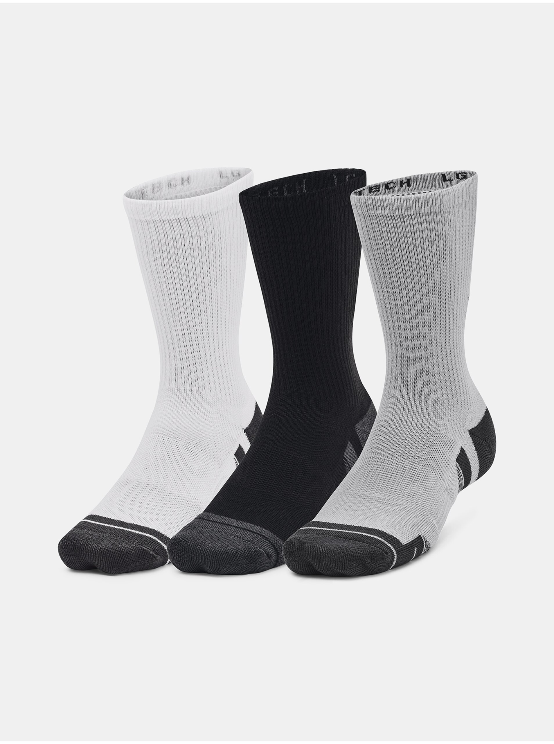 Lacno Súprava troch párov pánskych ponožiek v šedej, bielej a čiernej farbe Under Armour Performance