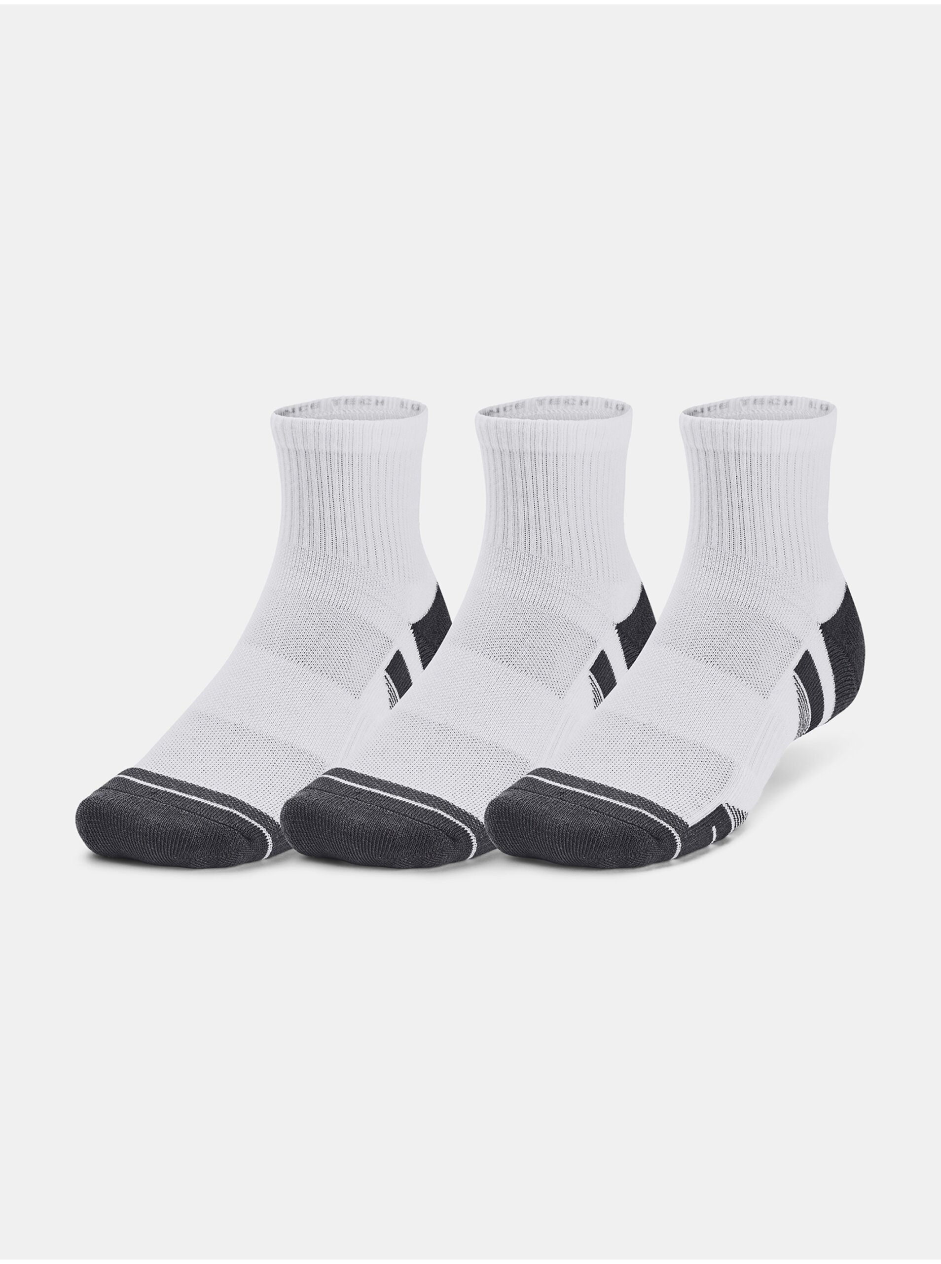 Levně Sada tří párů unisex ponožek v bílé barvě Under Armour UA Performance Tech 3pk Qtr