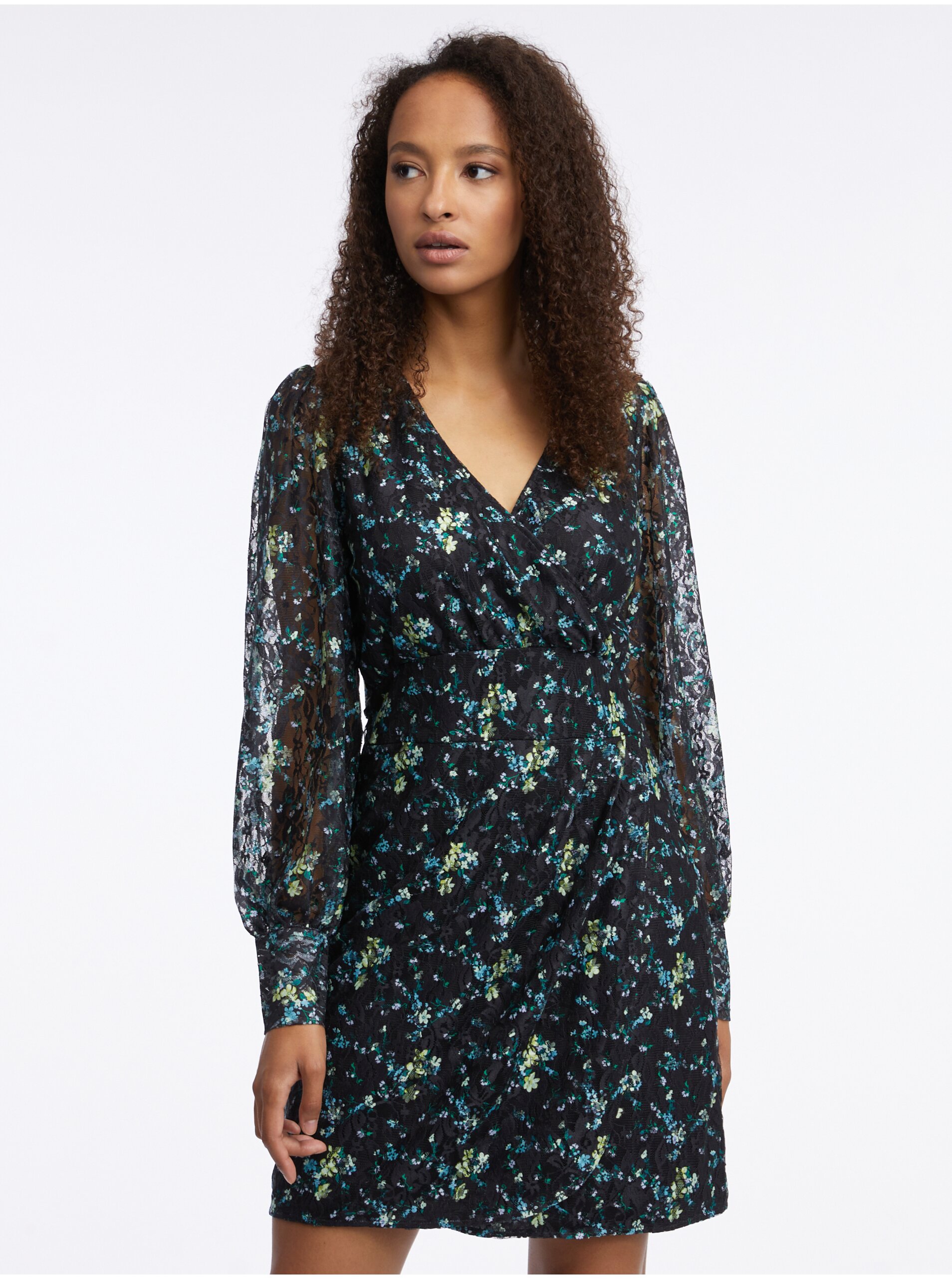 E-shop Čierne dámske kvetované šaty ORSAY