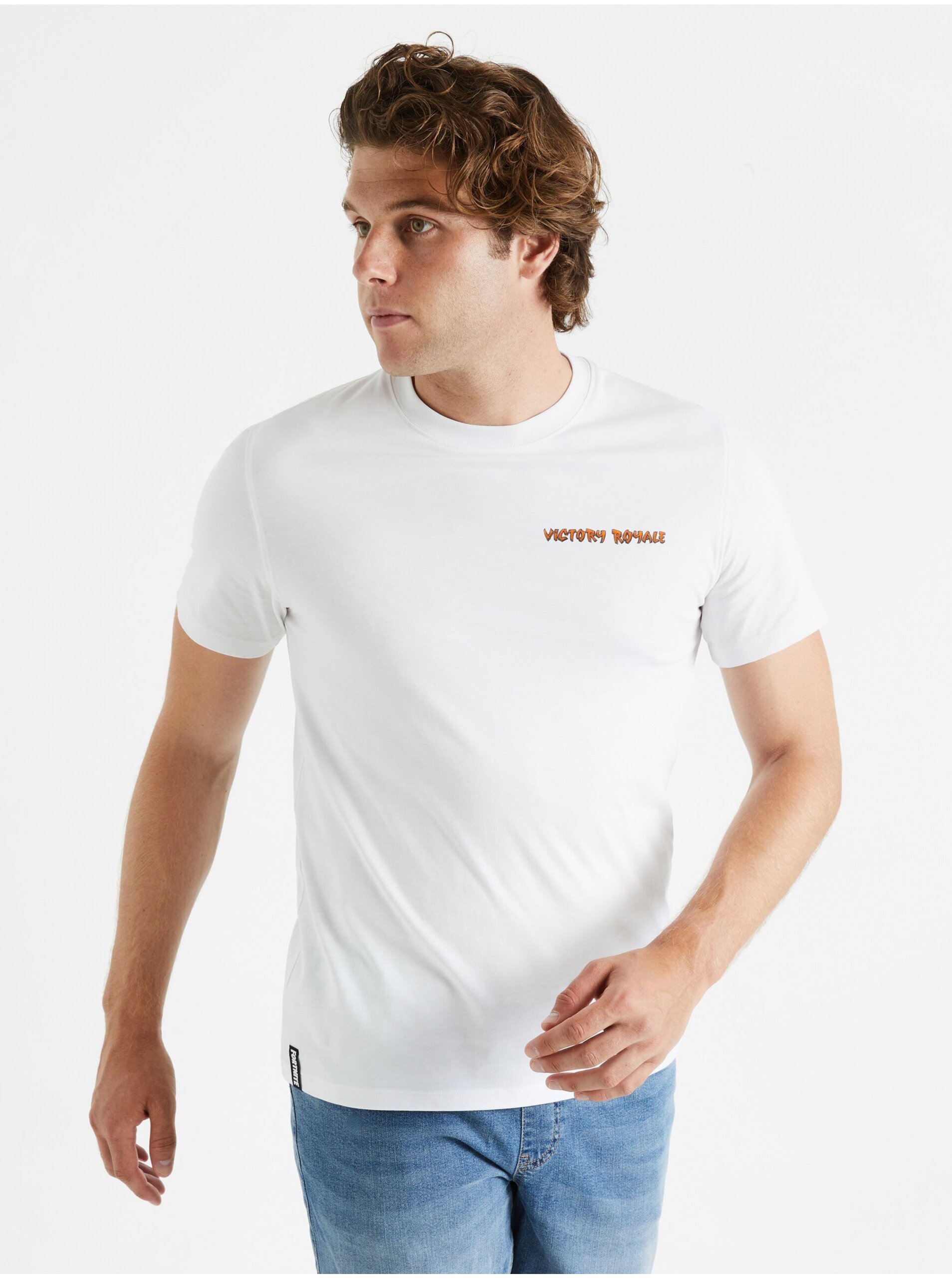 Levně Bílé pánské tričko Celio Fortnite