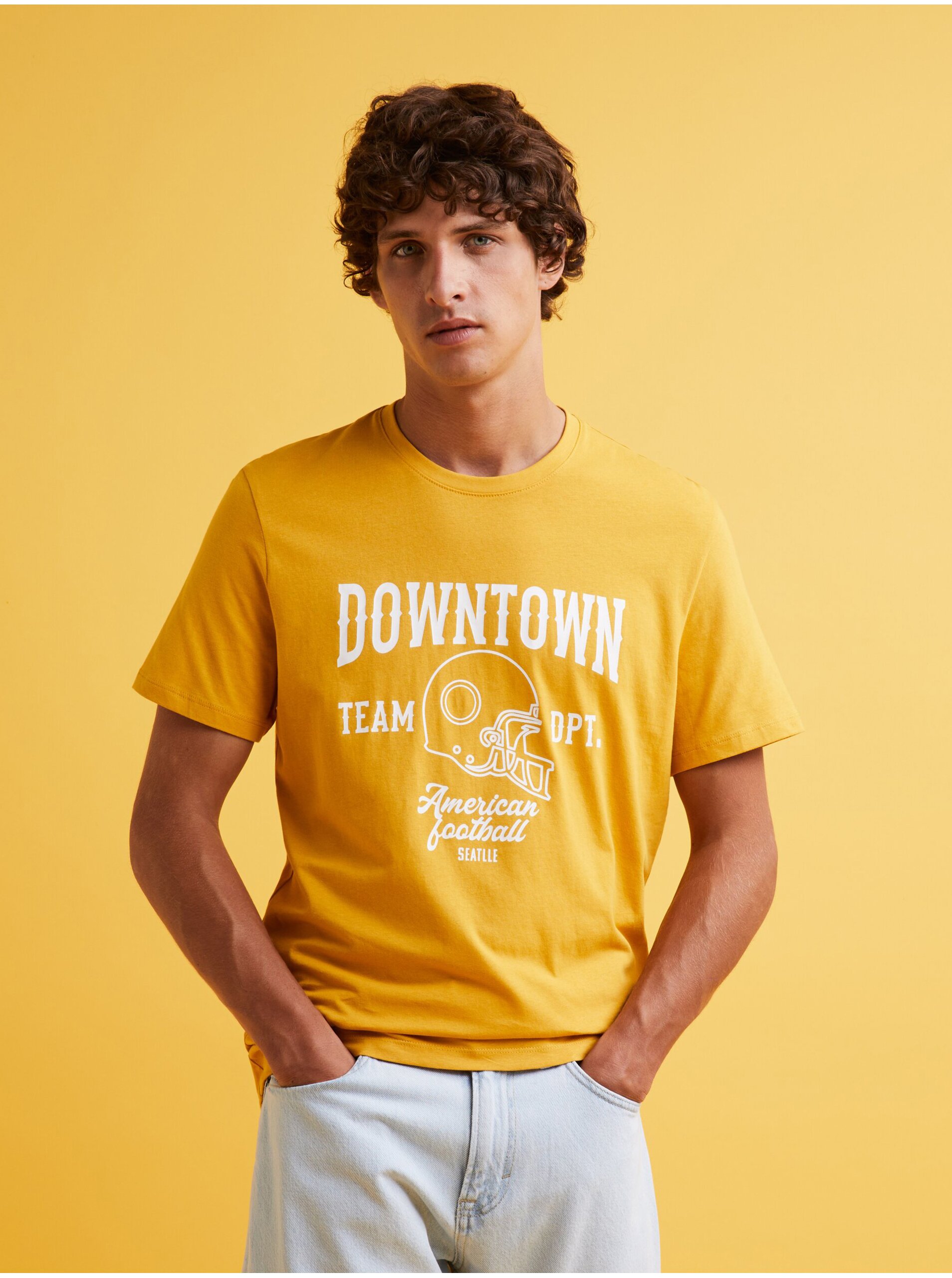 Lacno Žlté pánske tričko Celio Feklyn