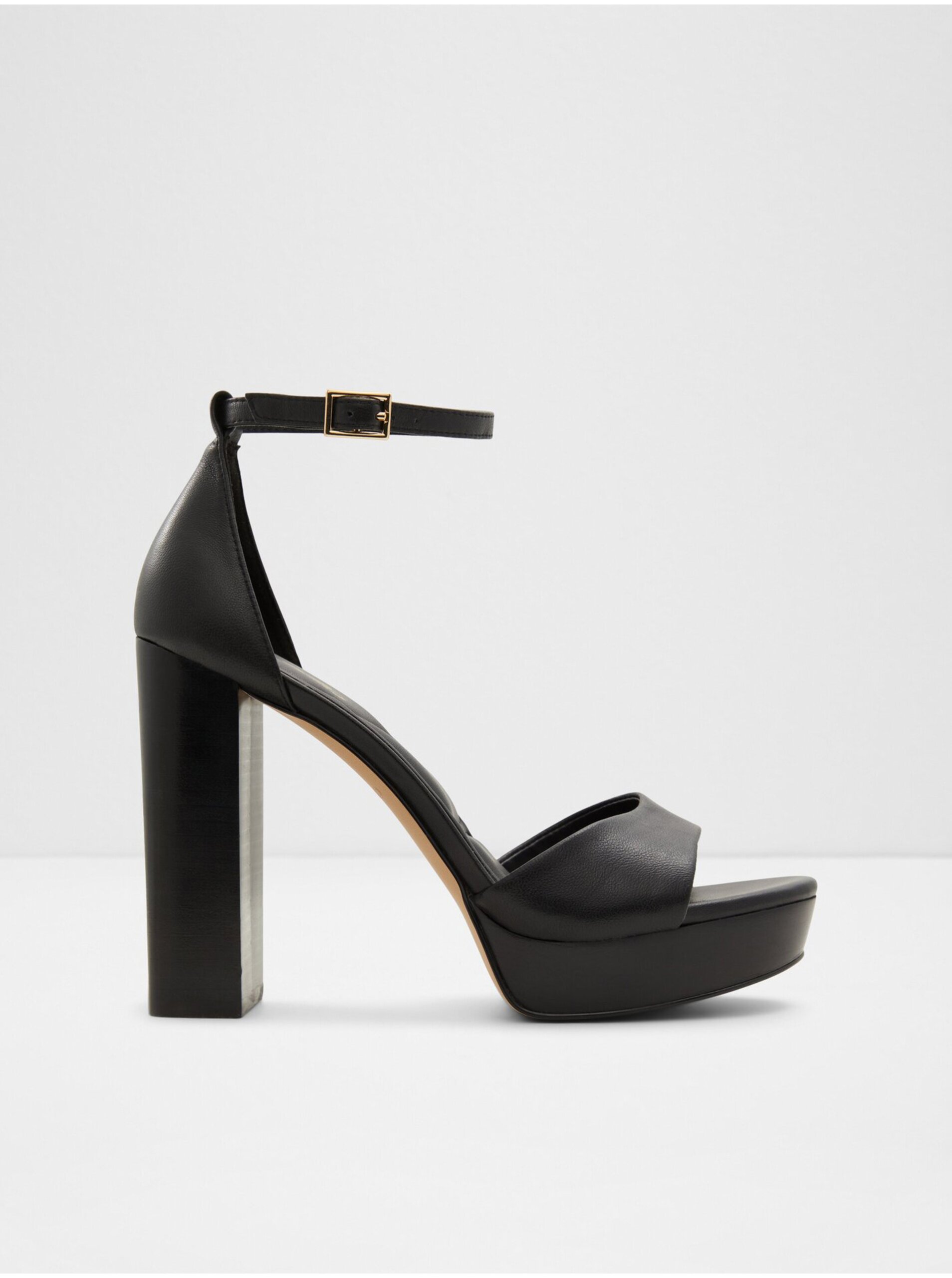 Lacno Čierne dámske kožené sandále na vysokom podpätku ALDO Enaegyn