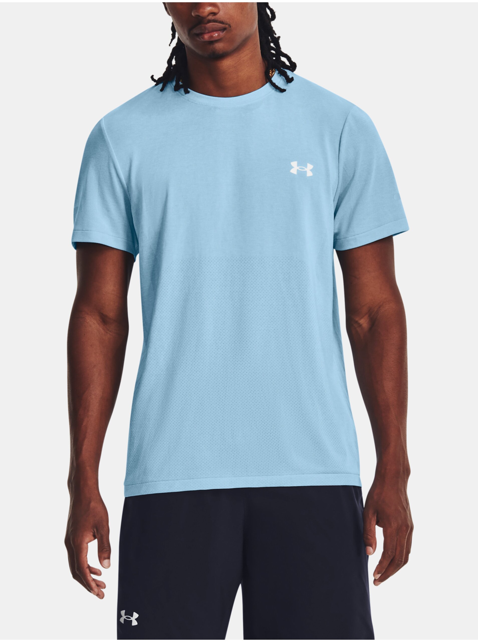 E-shop Světle modré sportovní tričko Under Armour UA SEAMLESS STRIDE SS