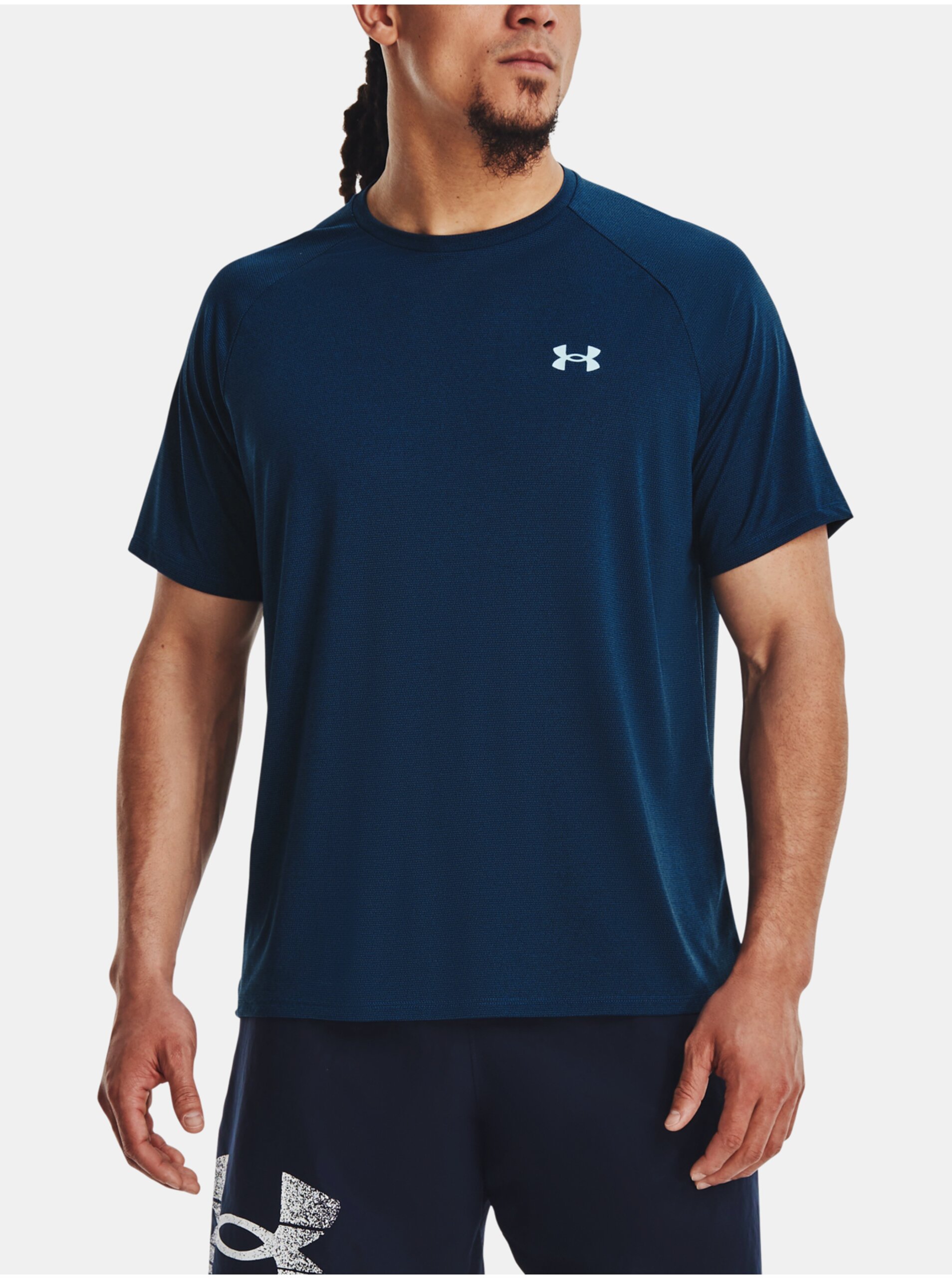 Levně Tmavě modré pánské sportovní tričko Under Armour UA Tech 2.0 SS Tee Novelty