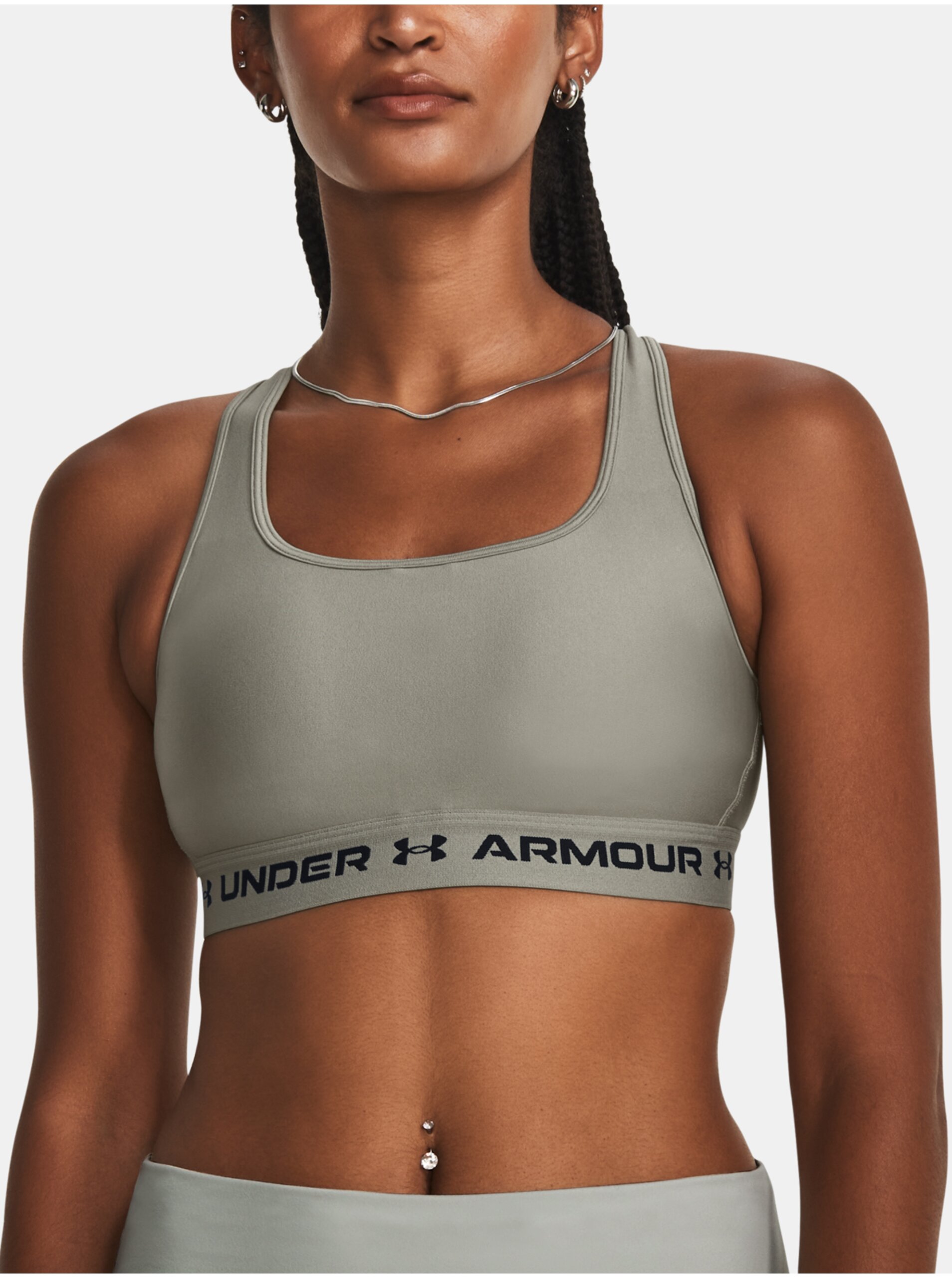 Lacno Sivá sportovní podprsenka Under Armour Crossback Mid Bra