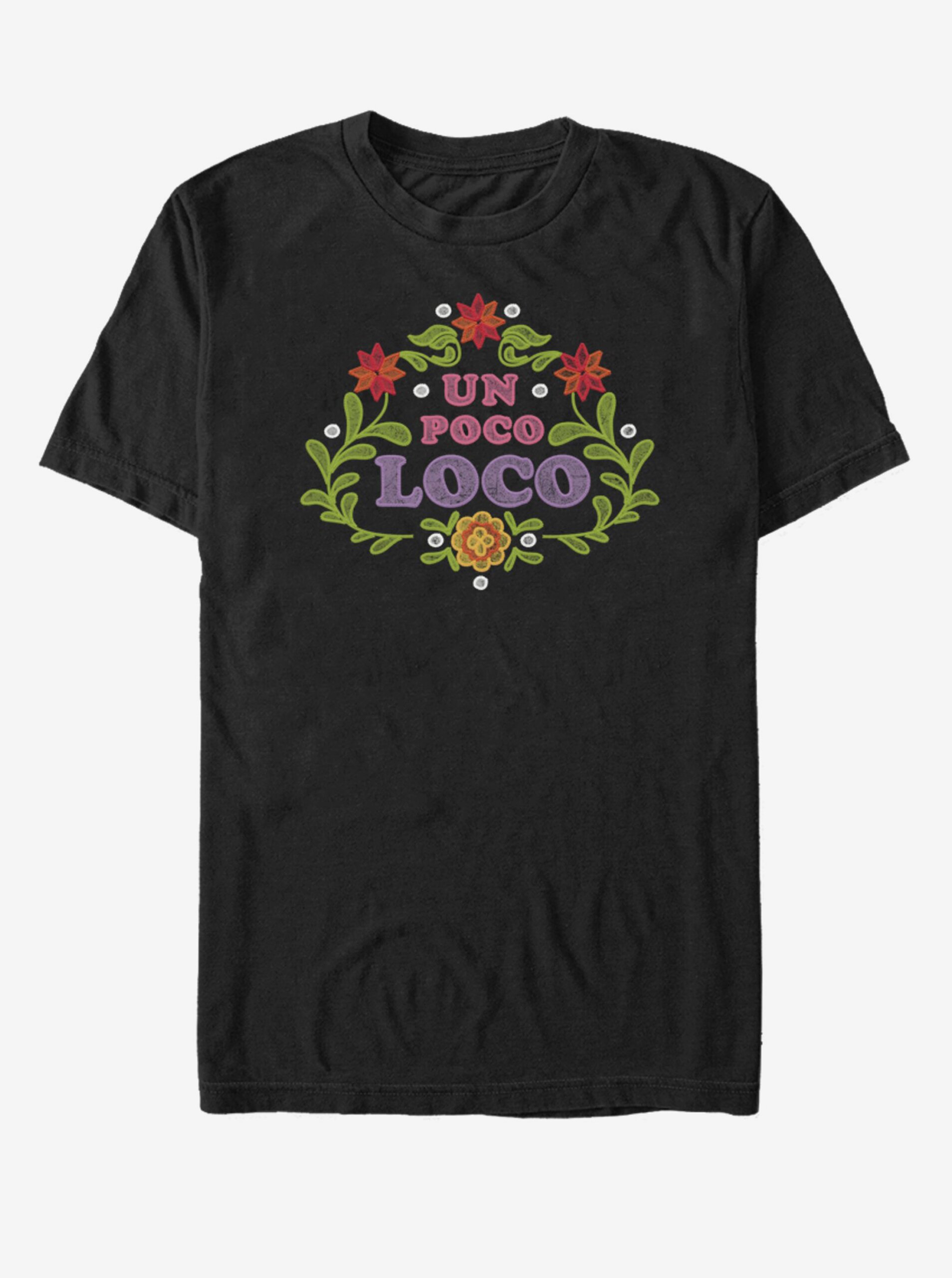 Lacno Čierne unisex tričko s potlačou ZOOT.Fun Un Poco Loco Floral Emb Pixar
