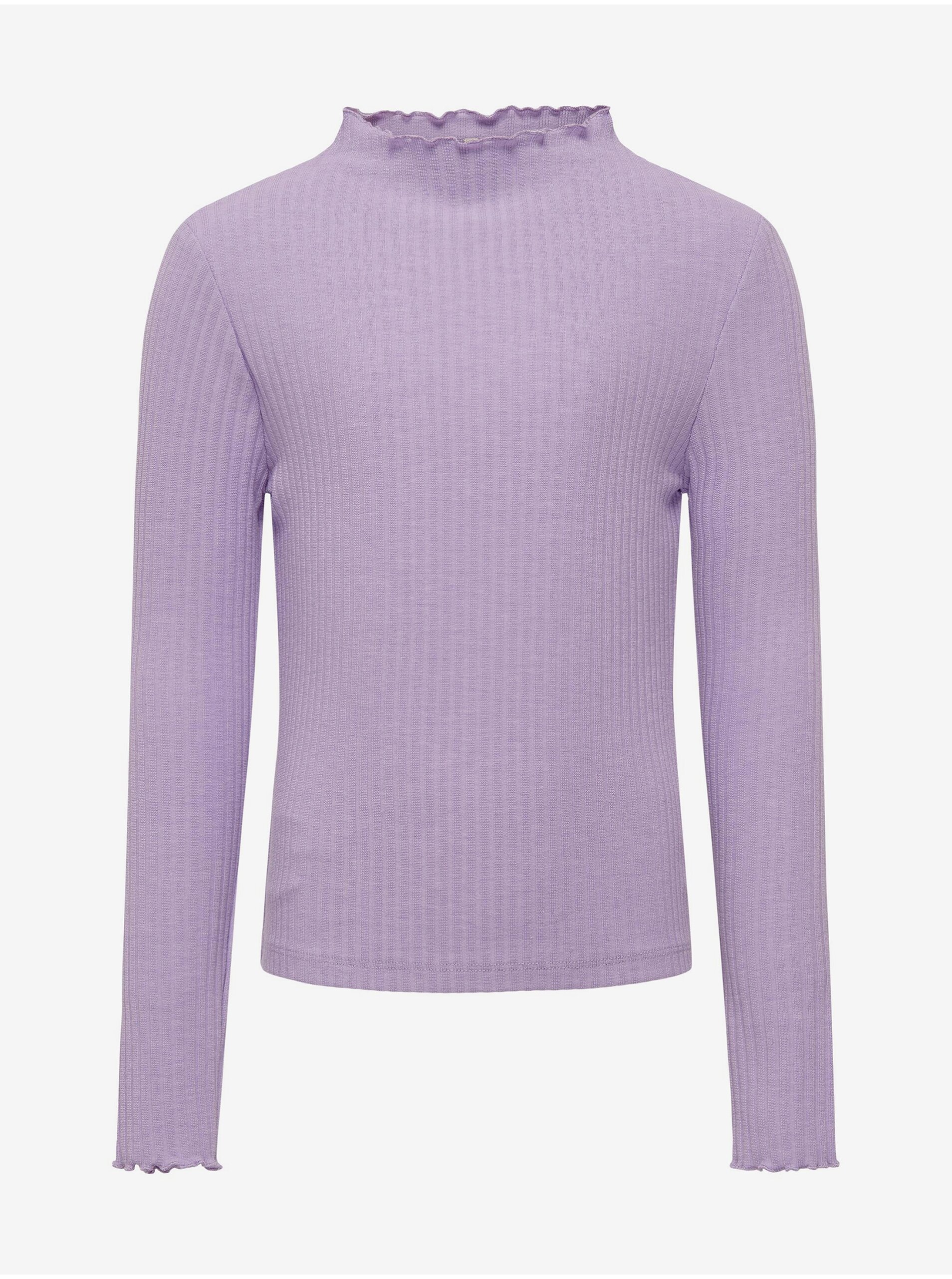 Lacno Svetlo fialové dievčenské tričko s dlhým rukávom ONLY Nella