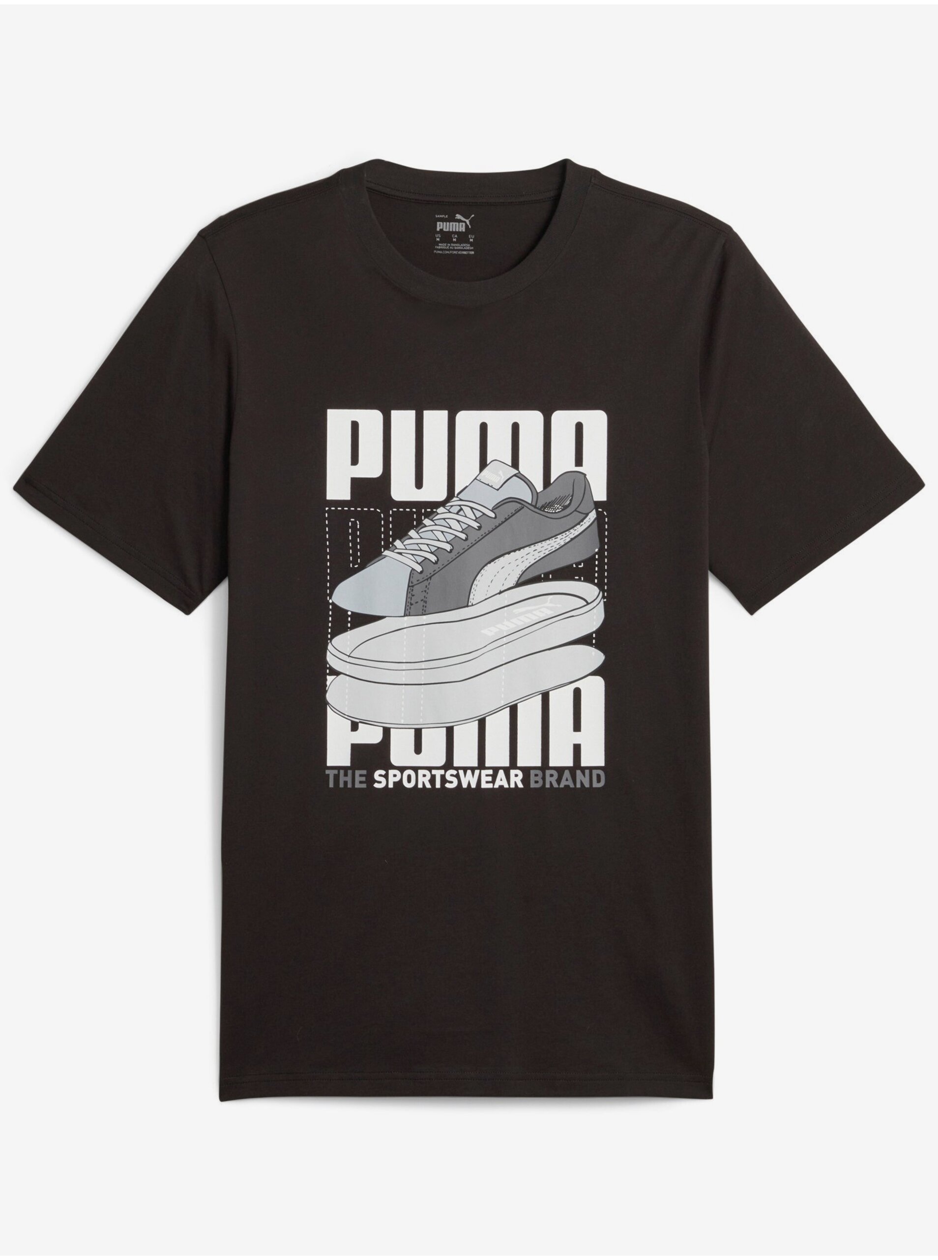 Levně Černé pánské tričko Puma Sneaker