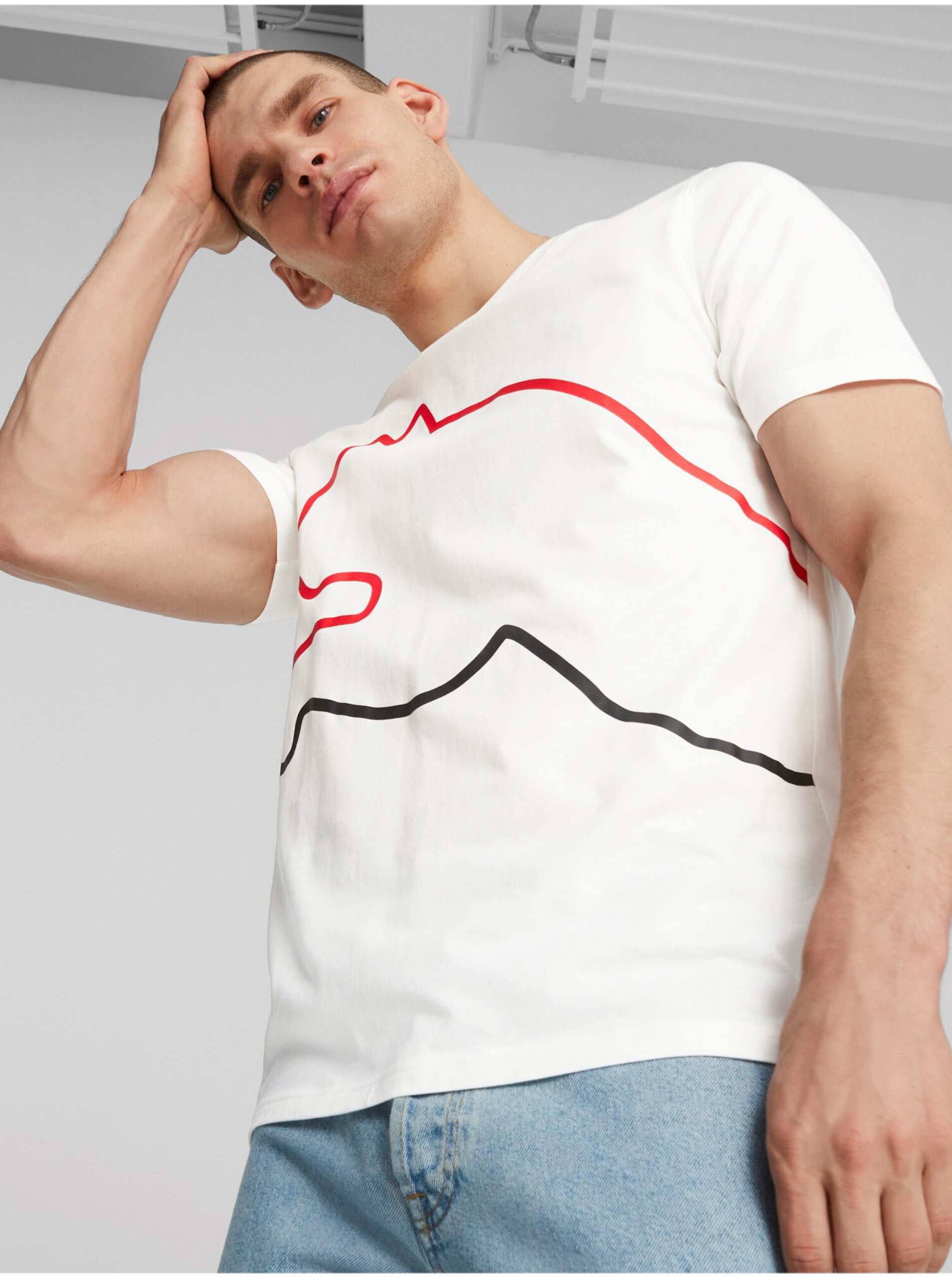 E-shop Bílé pánské tričko Puma Big Cat