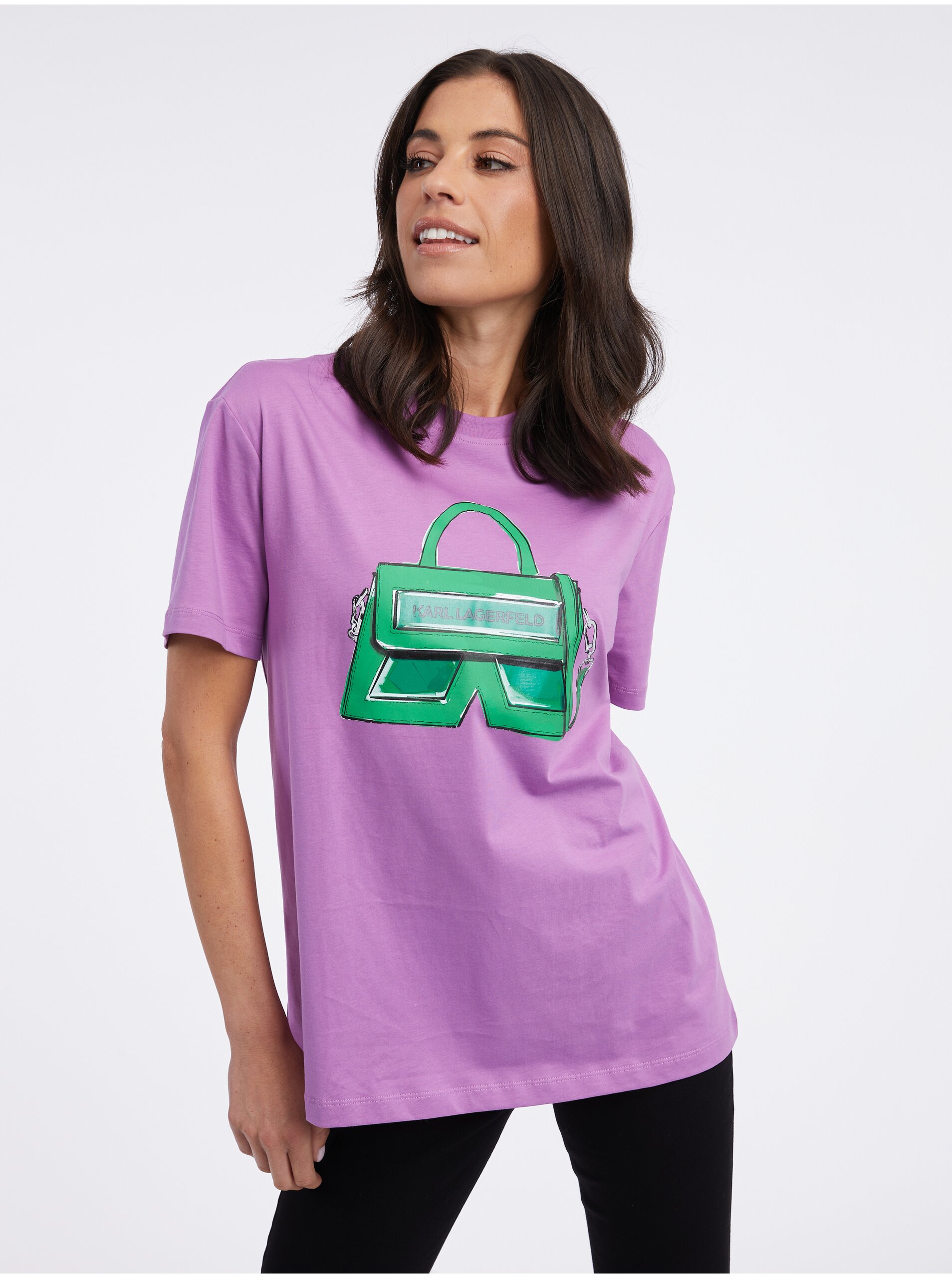 E-shop Fialové dámske tričko KARL LAGERFELD