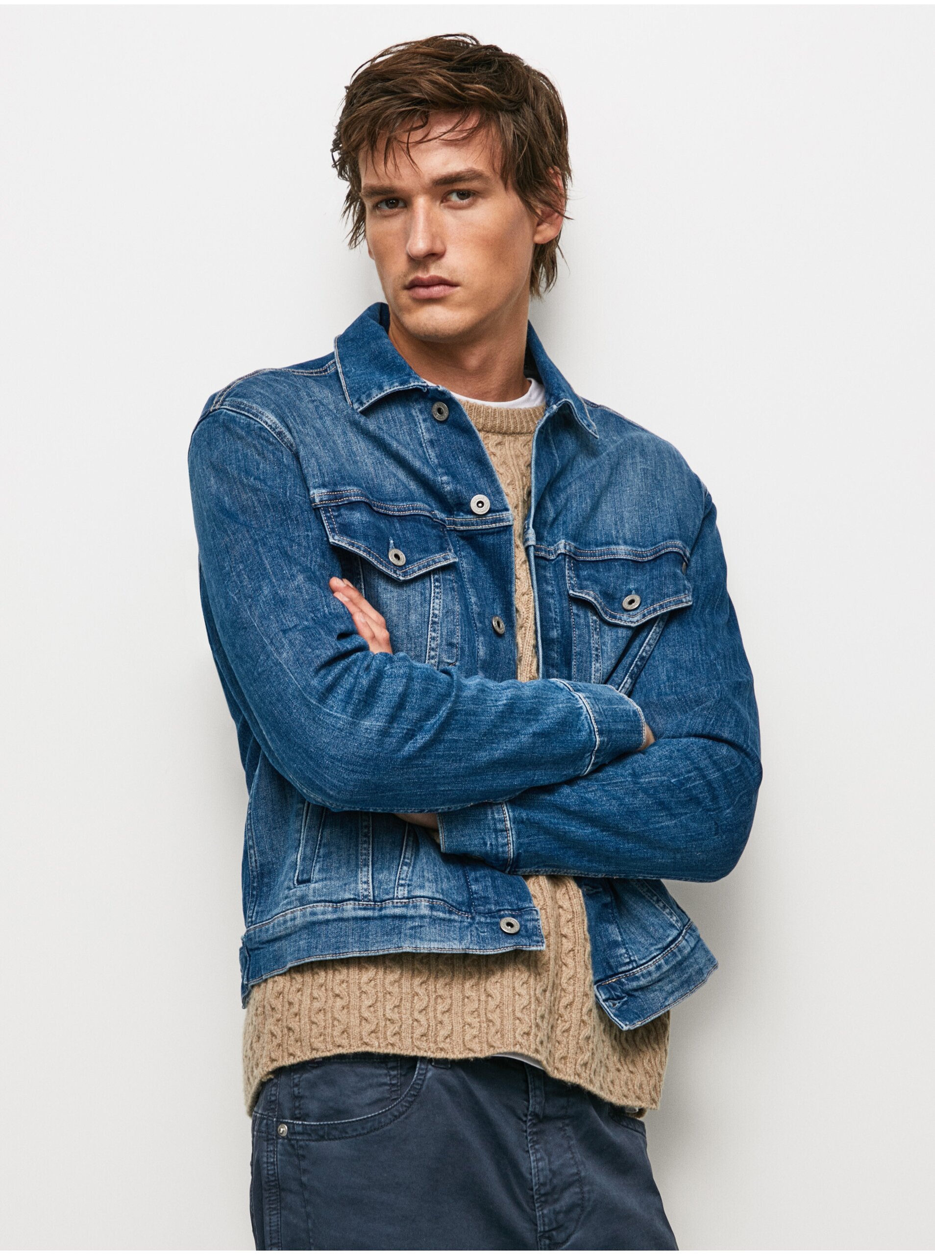 E-shop Modrá pánská džínová bunda Pepe Jeans Pinner