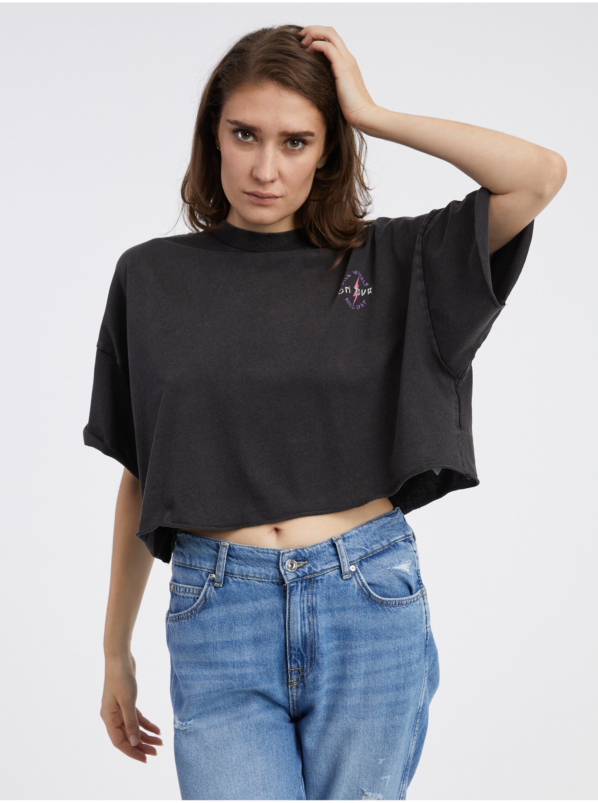 E-shop Černé dámské oversize tričko ONLY Lucy