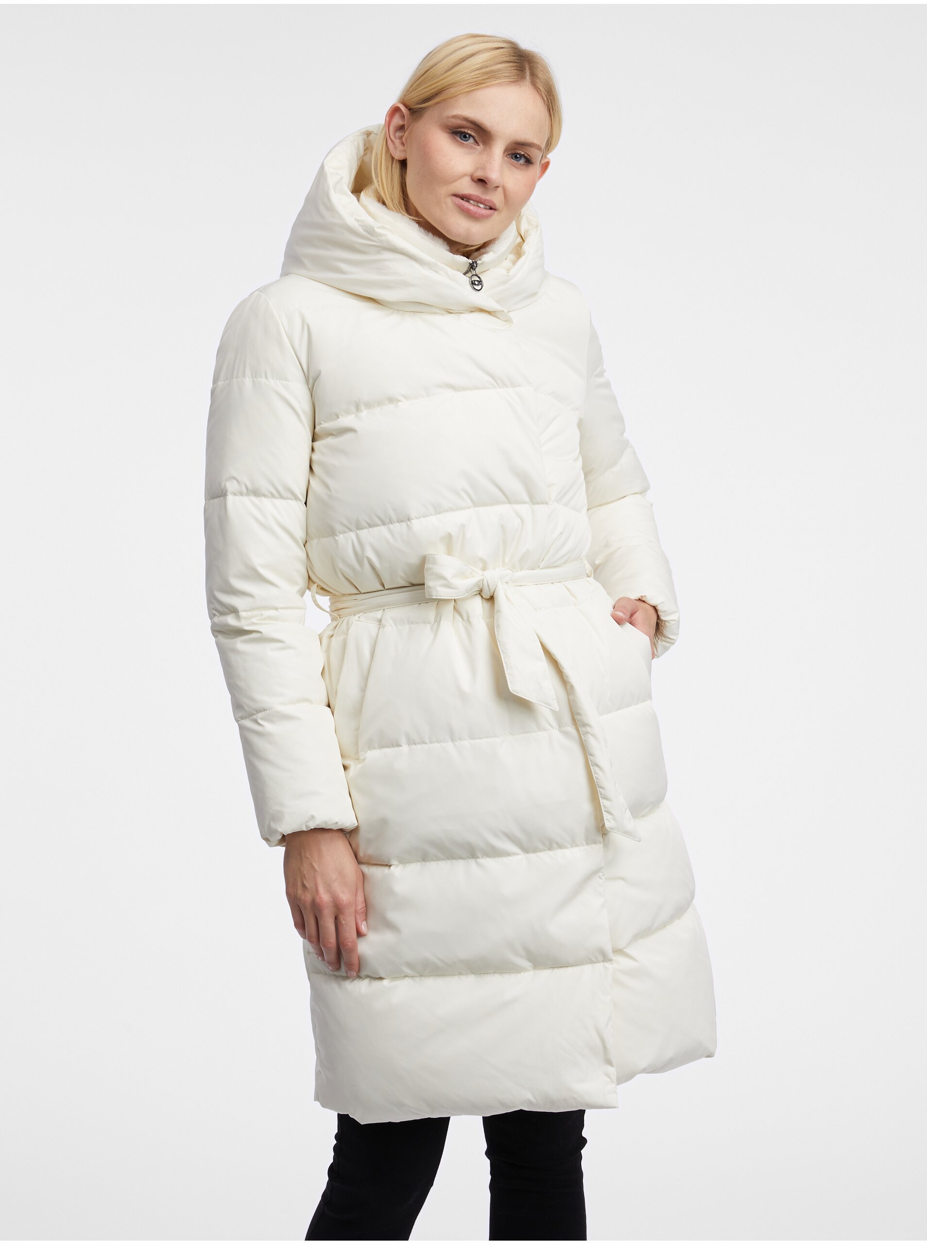 E-shop Krémový dámský péřový kabát ORSAY