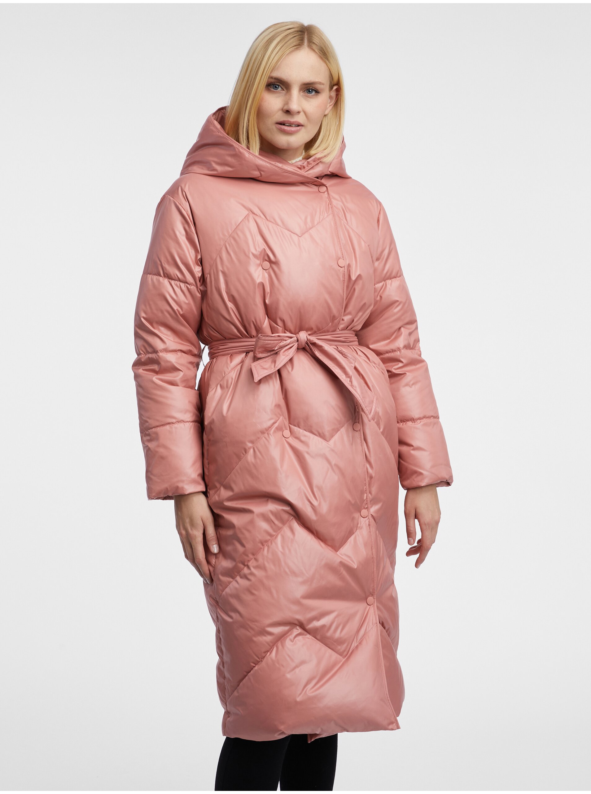 E-shop Starorůžový dámský péřový kabát ORSAY