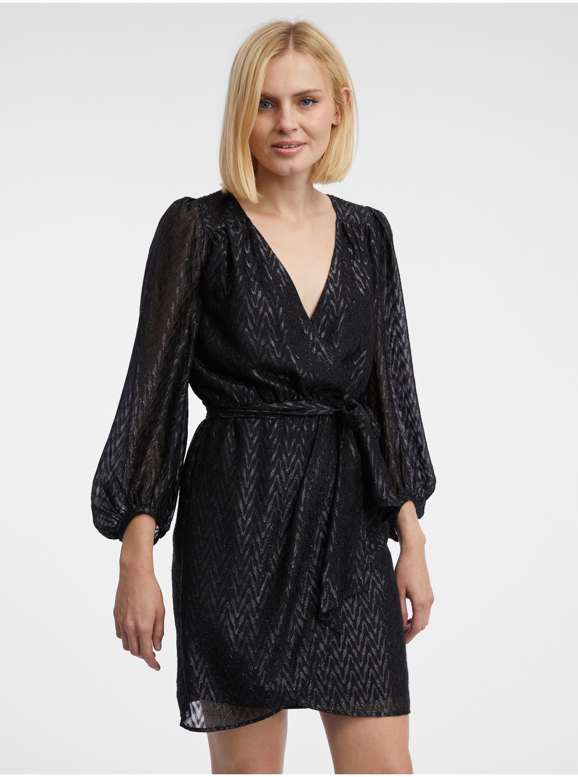 E-shop Černé dámské vzorované šaty ORSAY