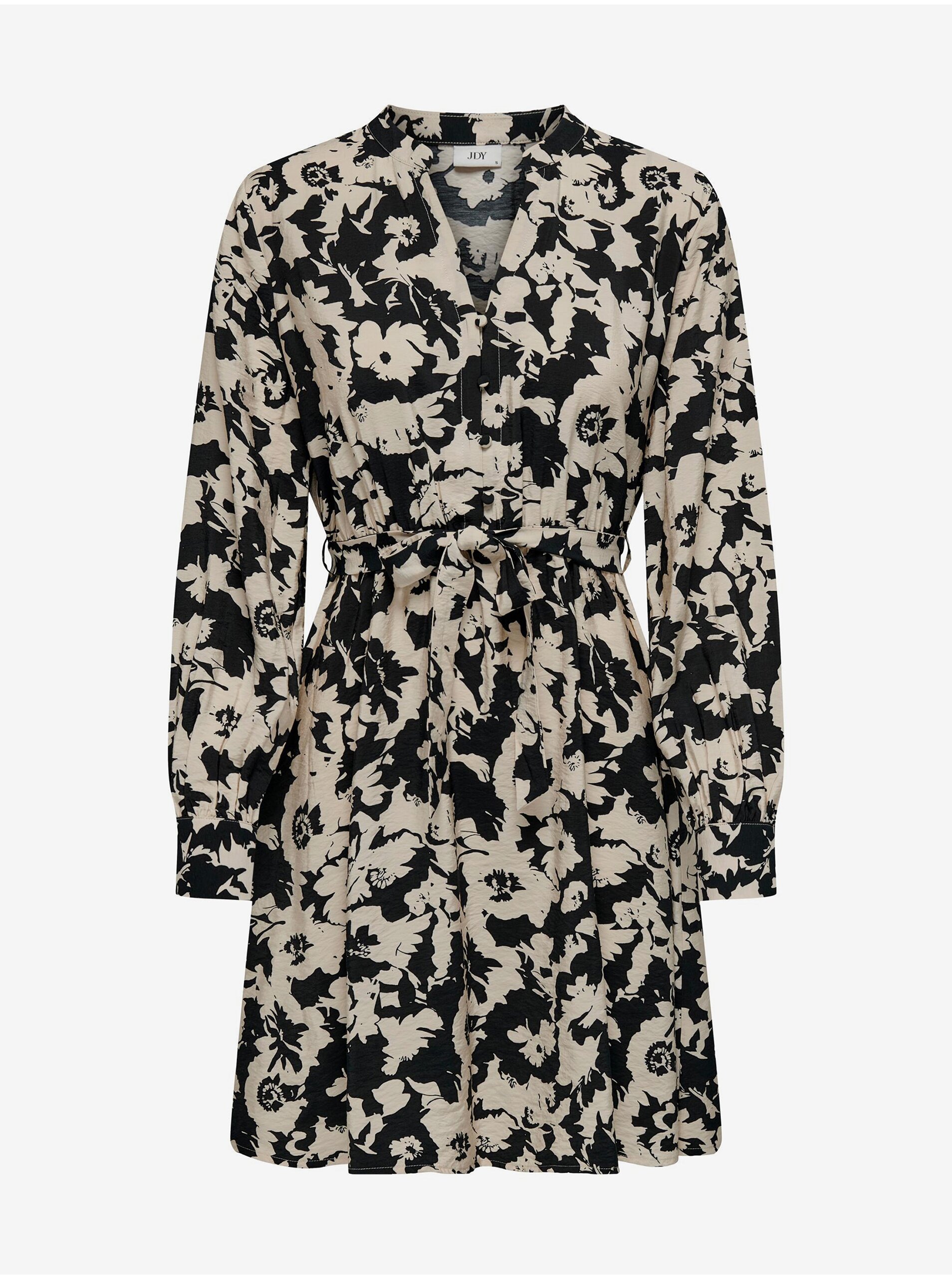 Levně Černo-krémové dámské květované šaty JDY Miriam