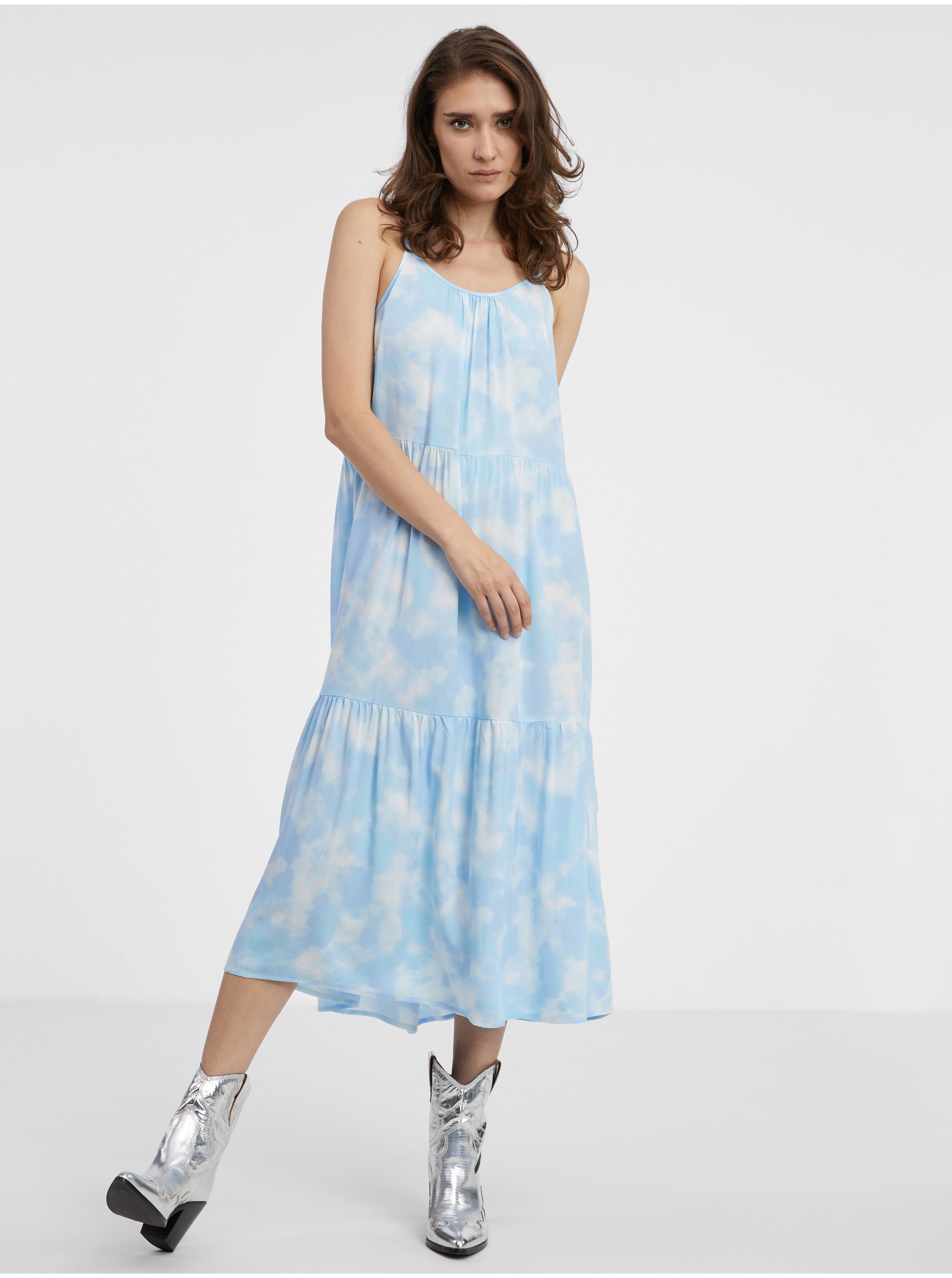 E-shop Bielo-modré dámske vzorované šaty ONLY Nova