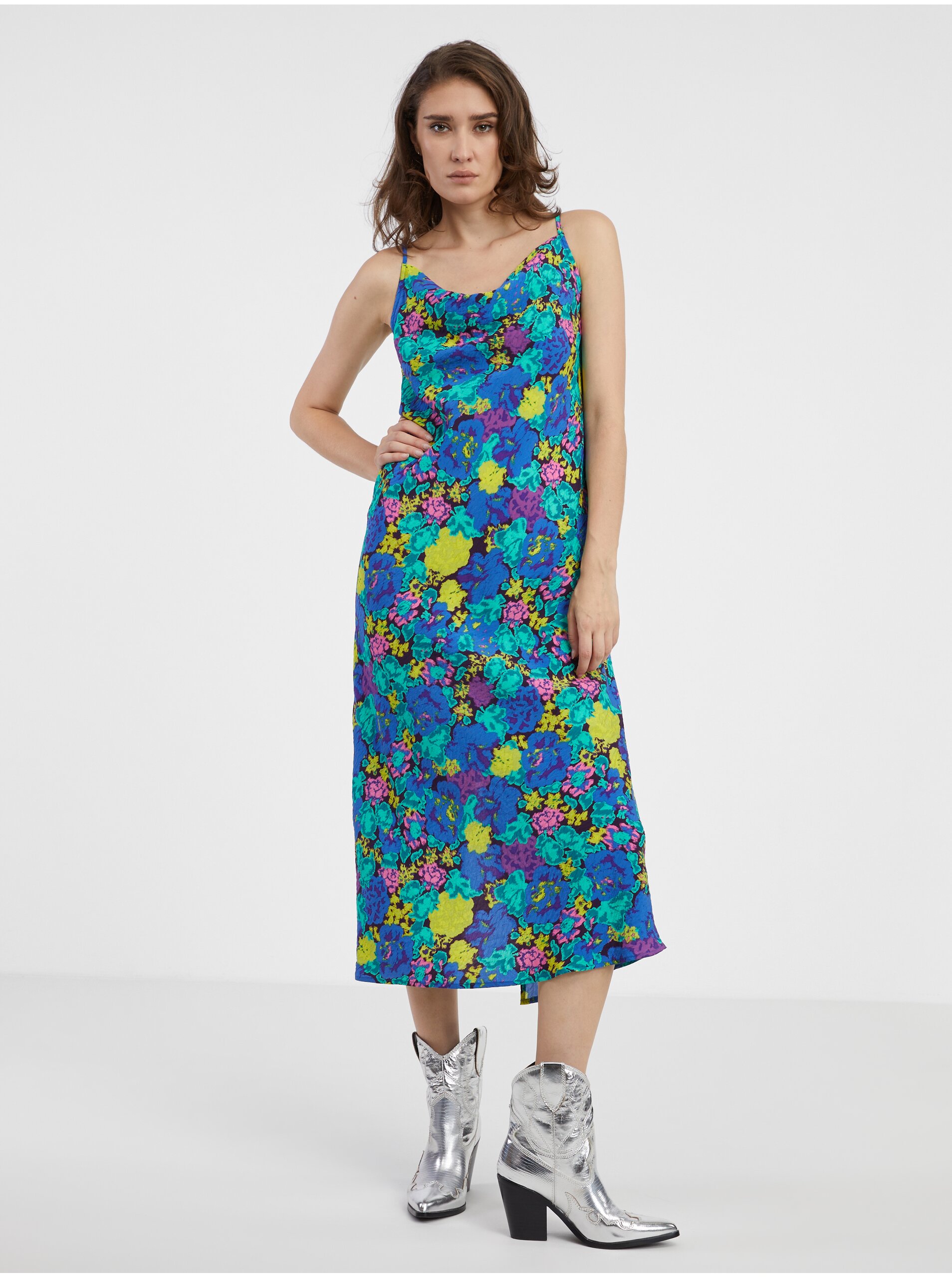 E-shop Modré dámske kvetované šaty VERO MODA Liva