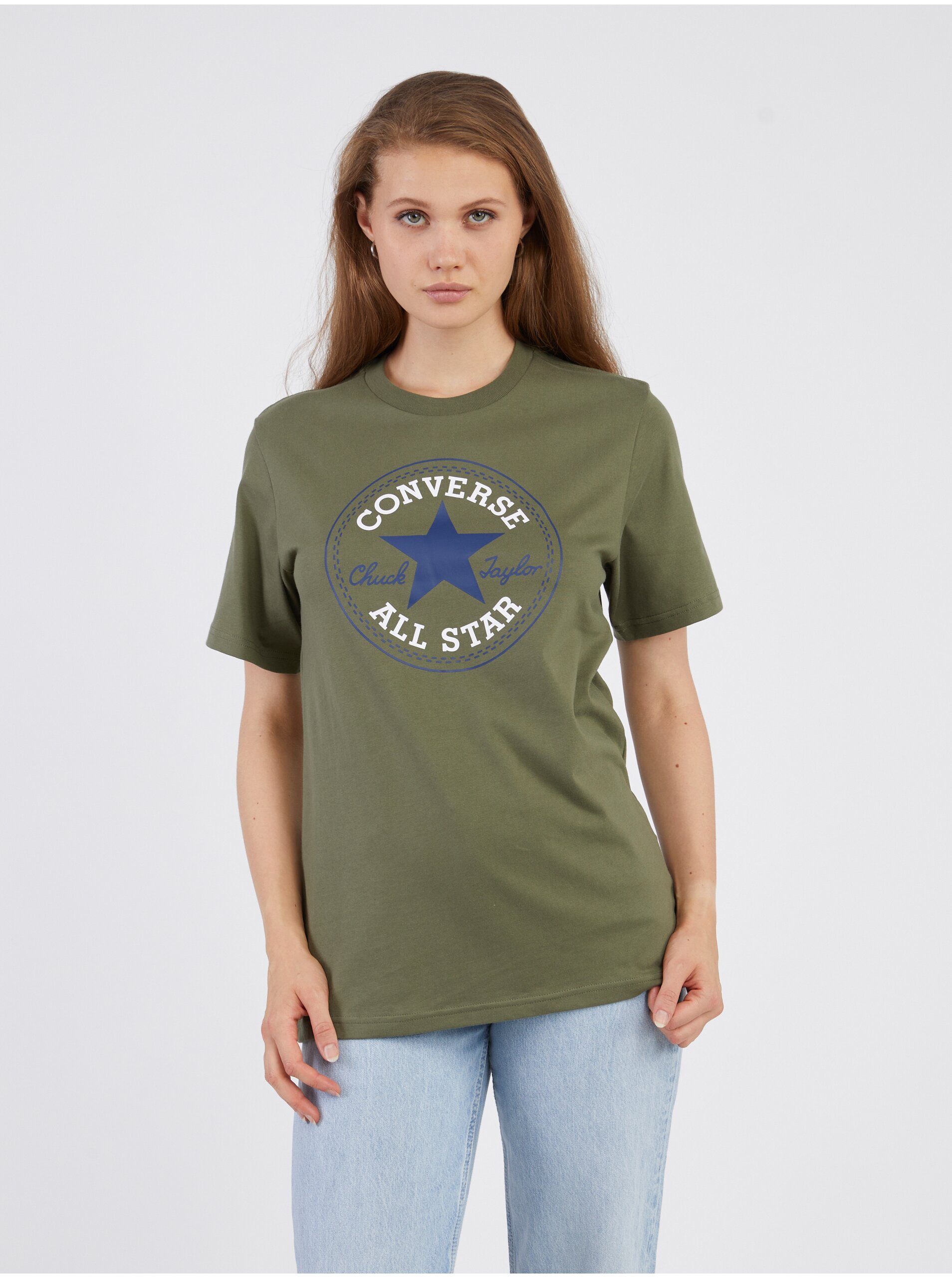 Levně Khaki dámské tričko Converse