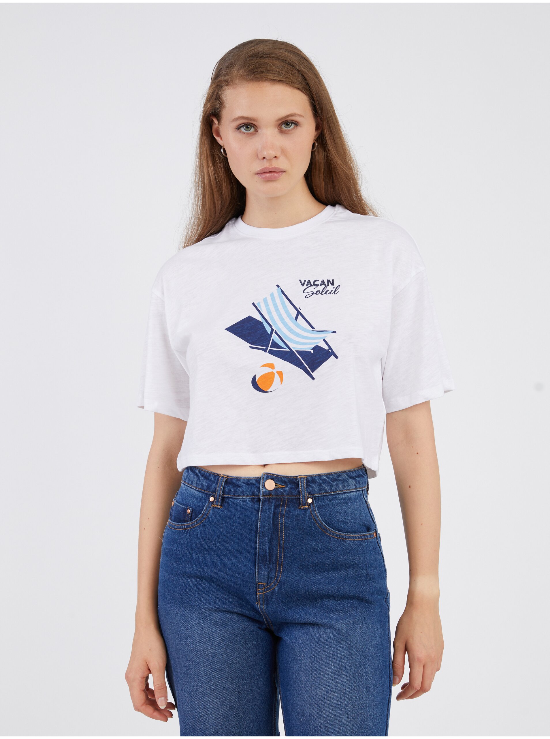 E-shop Bílé dámské tričko ONLY Bone