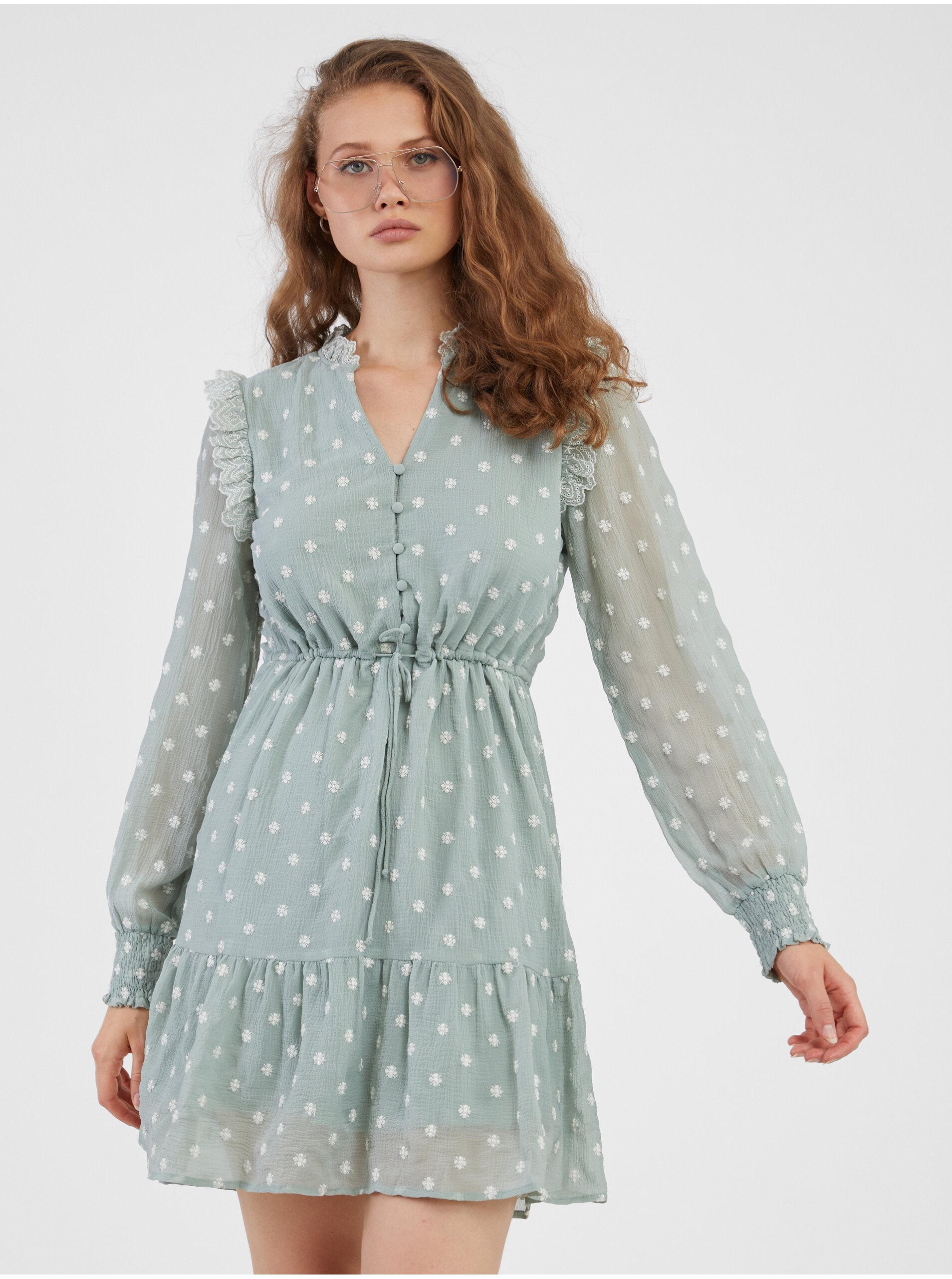 E-shop Světle zelené dámské vzorované šaty VILA Jaqueline