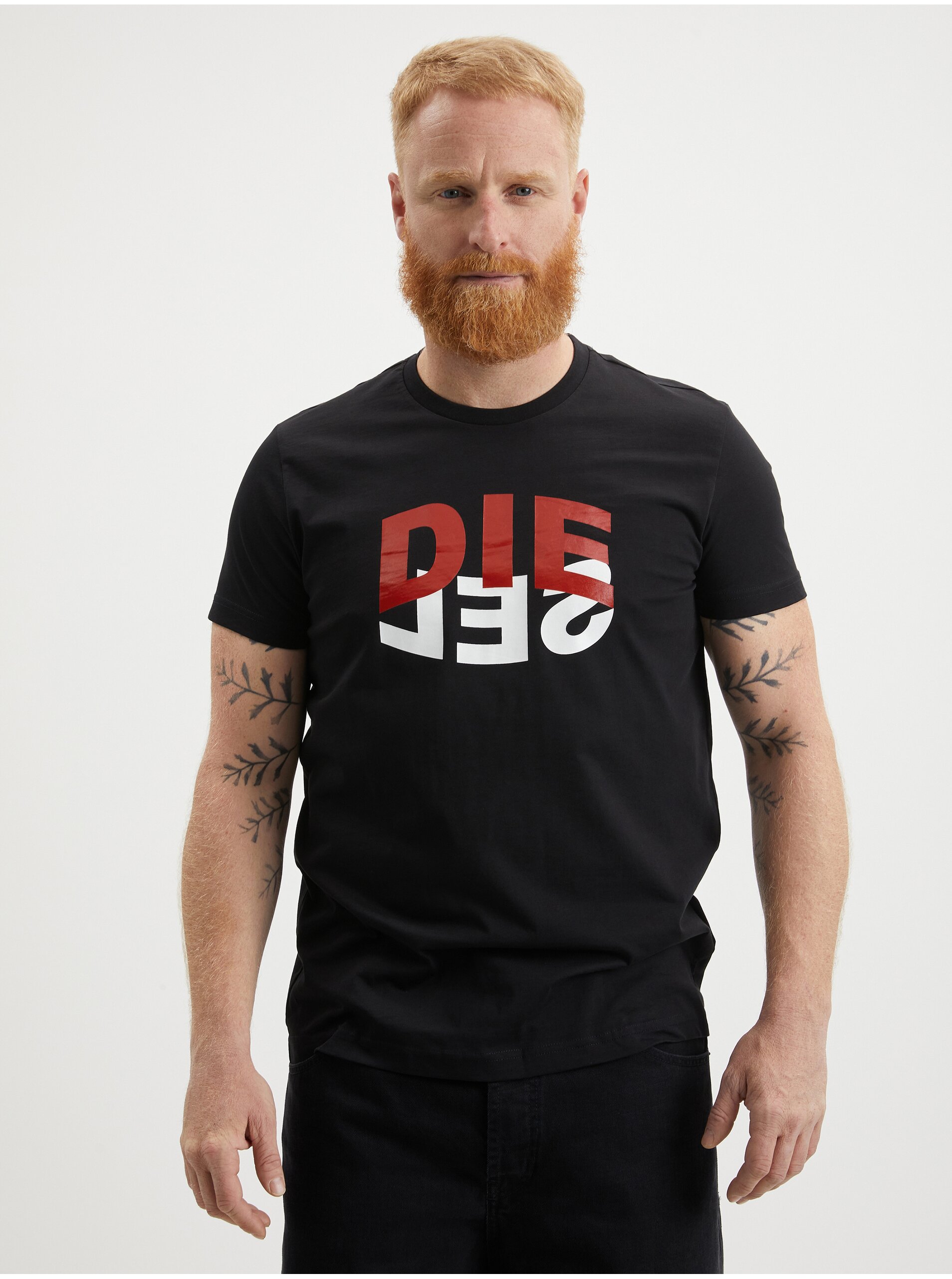 Lacno Černé pánské tričko Diesel Diegos