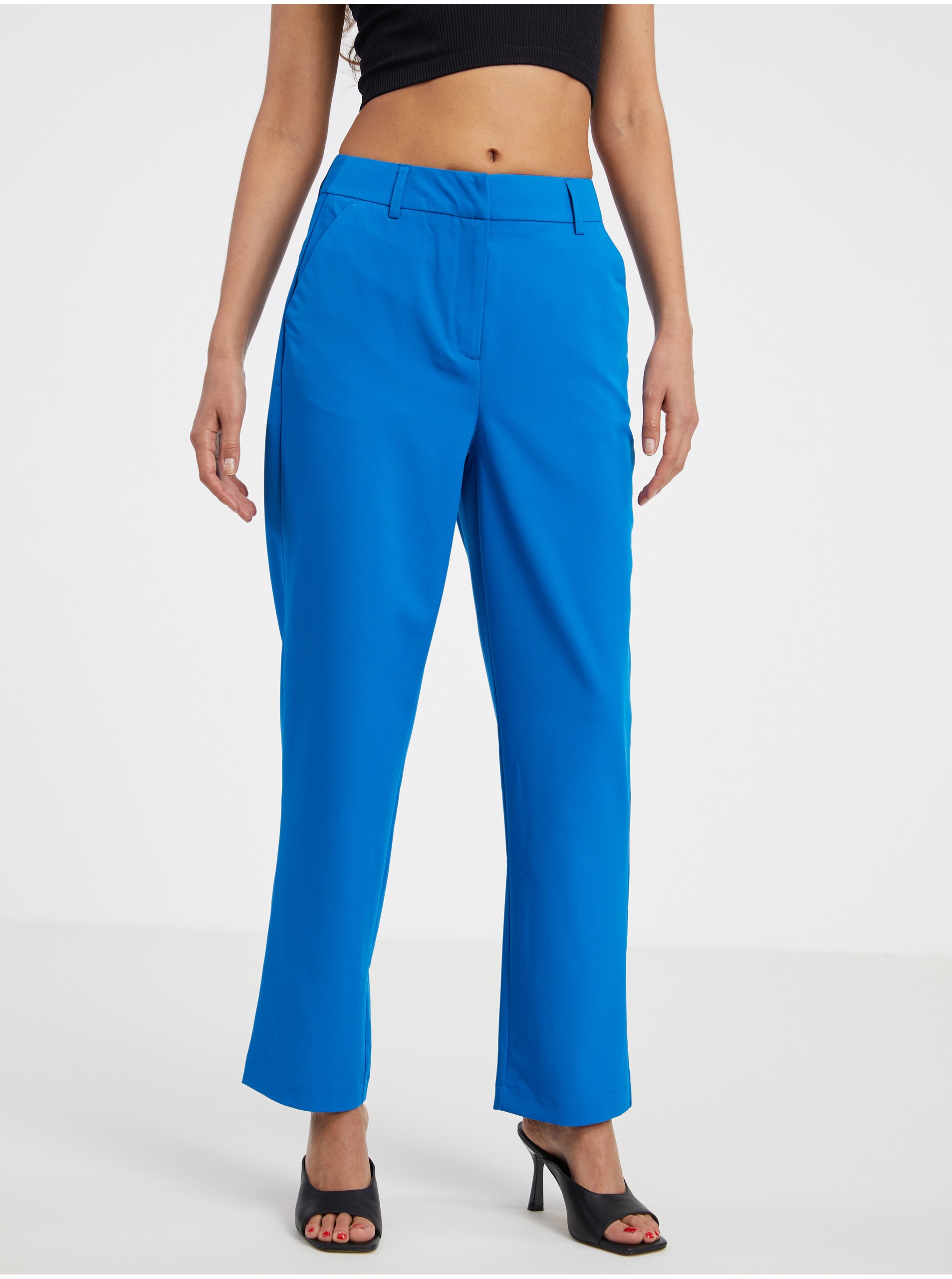 E-shop Modré dámské zkrácené kalhoty VERO MODA Zelda