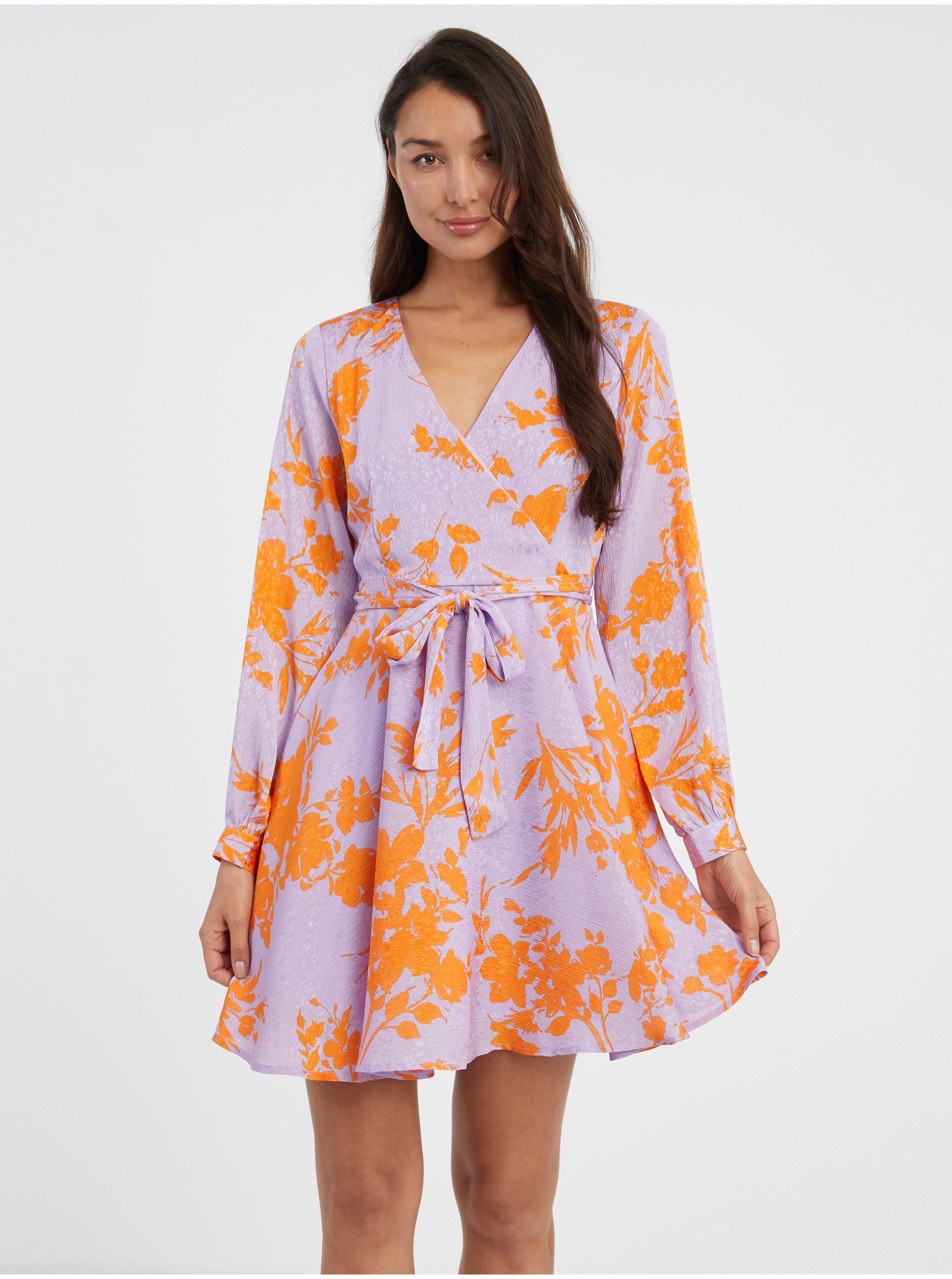 Levně Světle fialové dámské květované šaty ONLY Summer