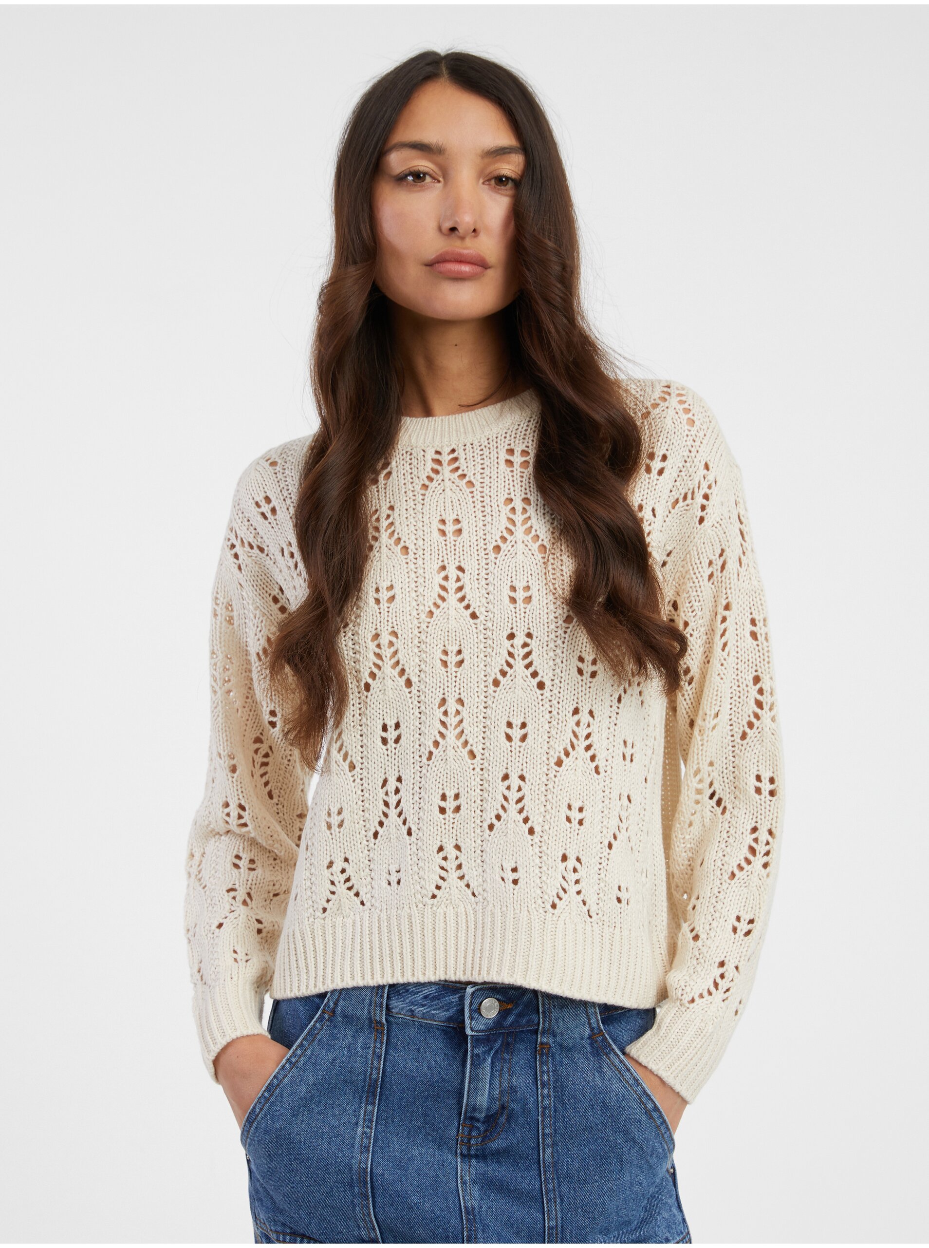 E-shop Krémový dámsky vzorovaný sveter JDY Judith