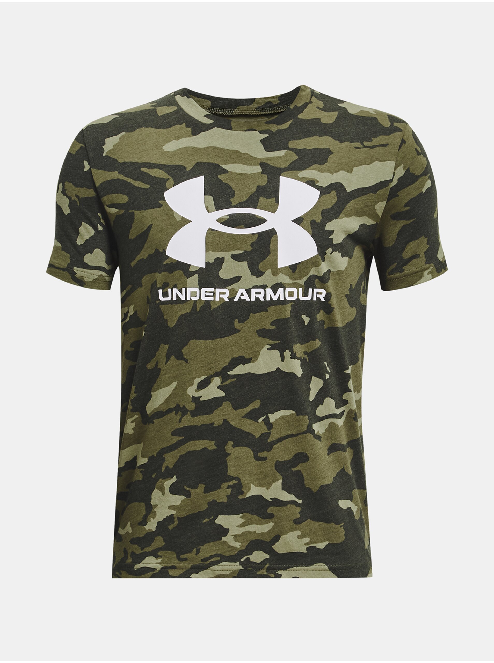 Levně Khaki vzorované tričko Under Armour UA SPORSTYLE LOGO AOP SS