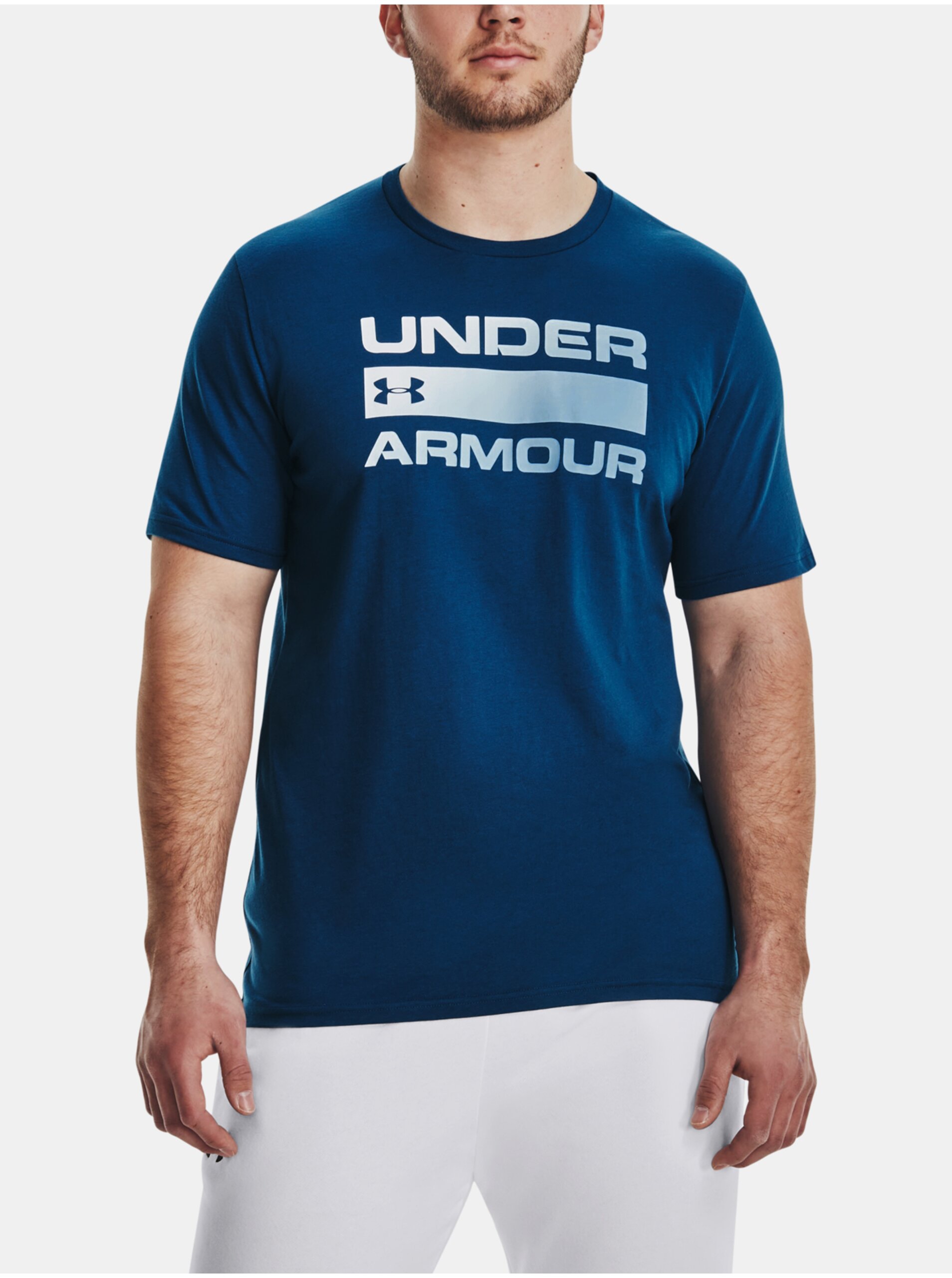 Lacno Modré pánske športové tričko Under Armour Wordmark