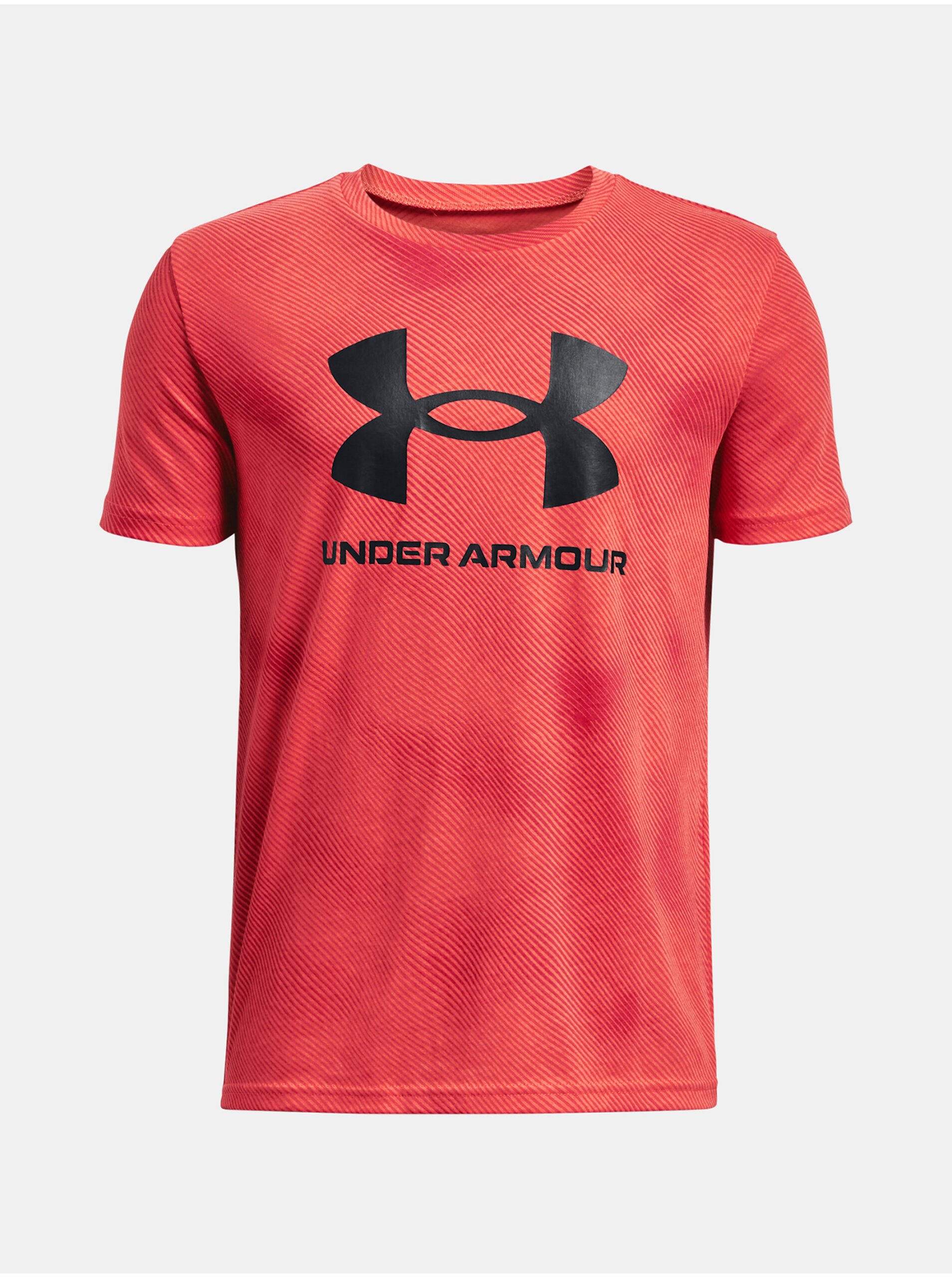 Levně Červené vzorované tričko Under Armour UA SPORSTYLE LOGO AOP SS