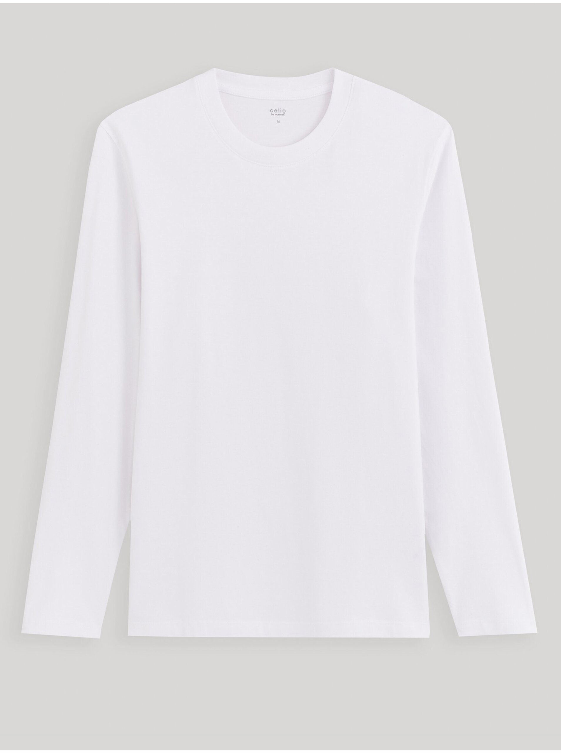 Lacno Biele pánske basic tričko Celio