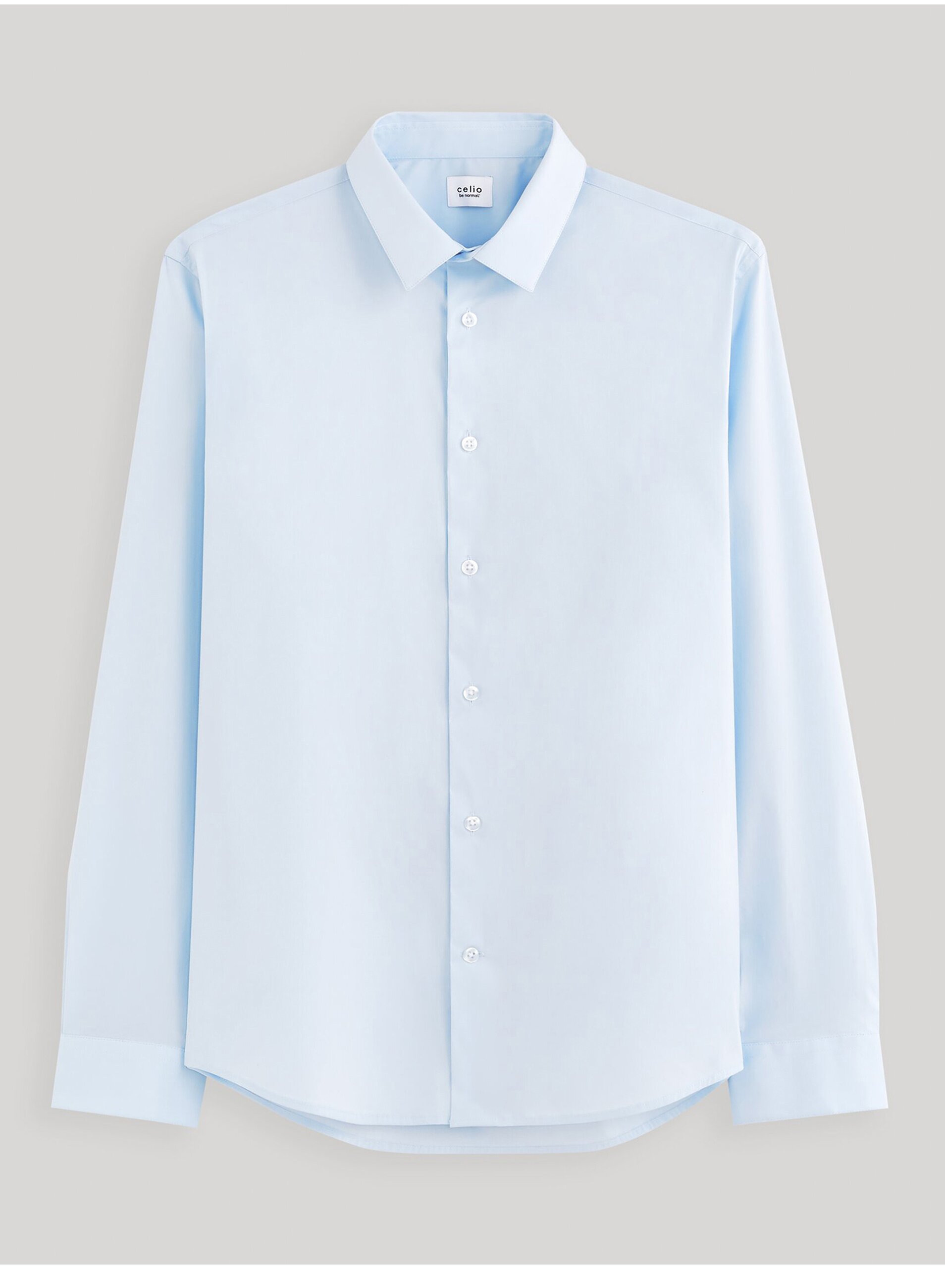 Levně Světle modrá pánská košile Celio Masantalrg