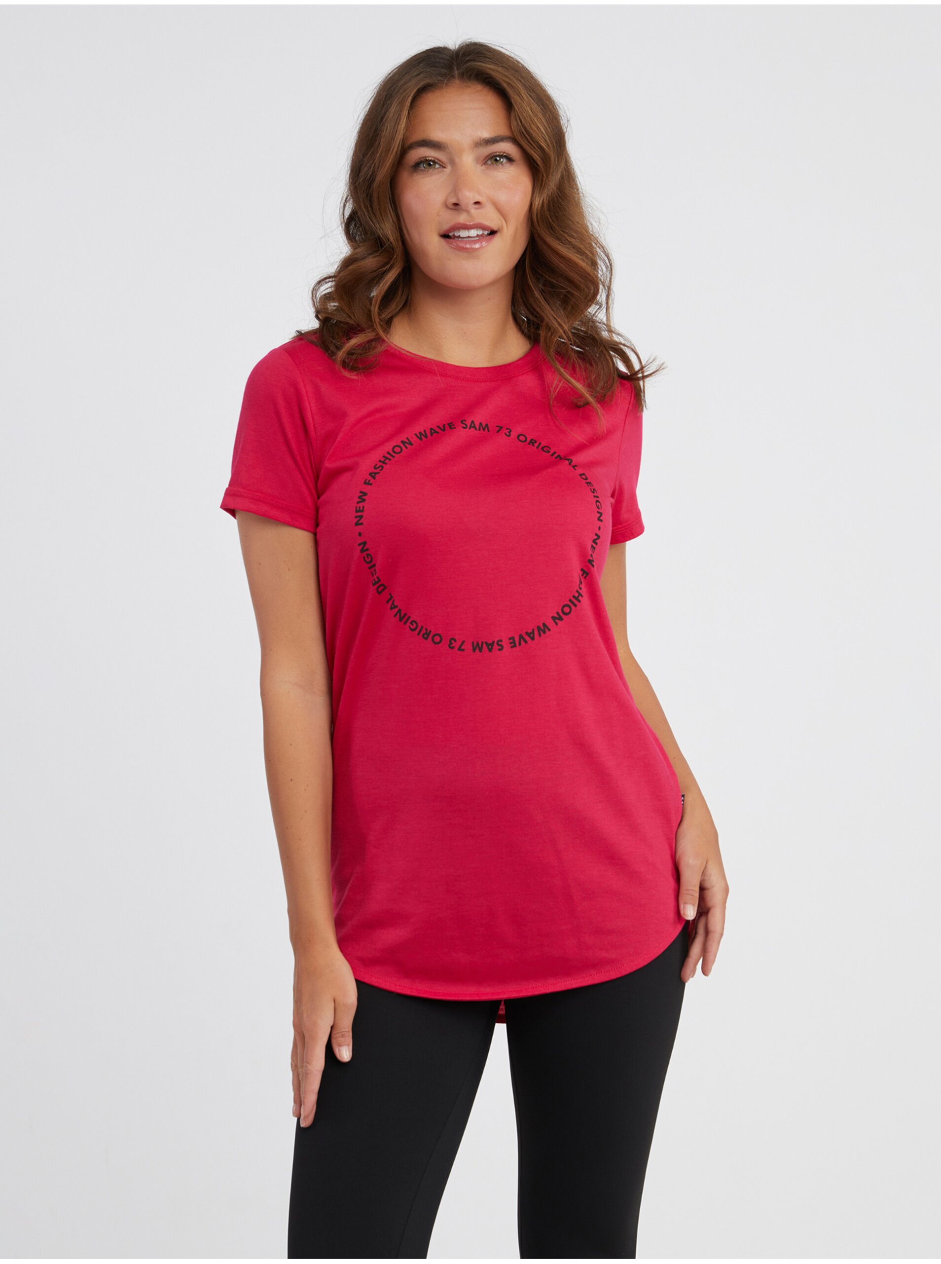 Levně Tmavě růžové dámské tričko SAM 73 Doris