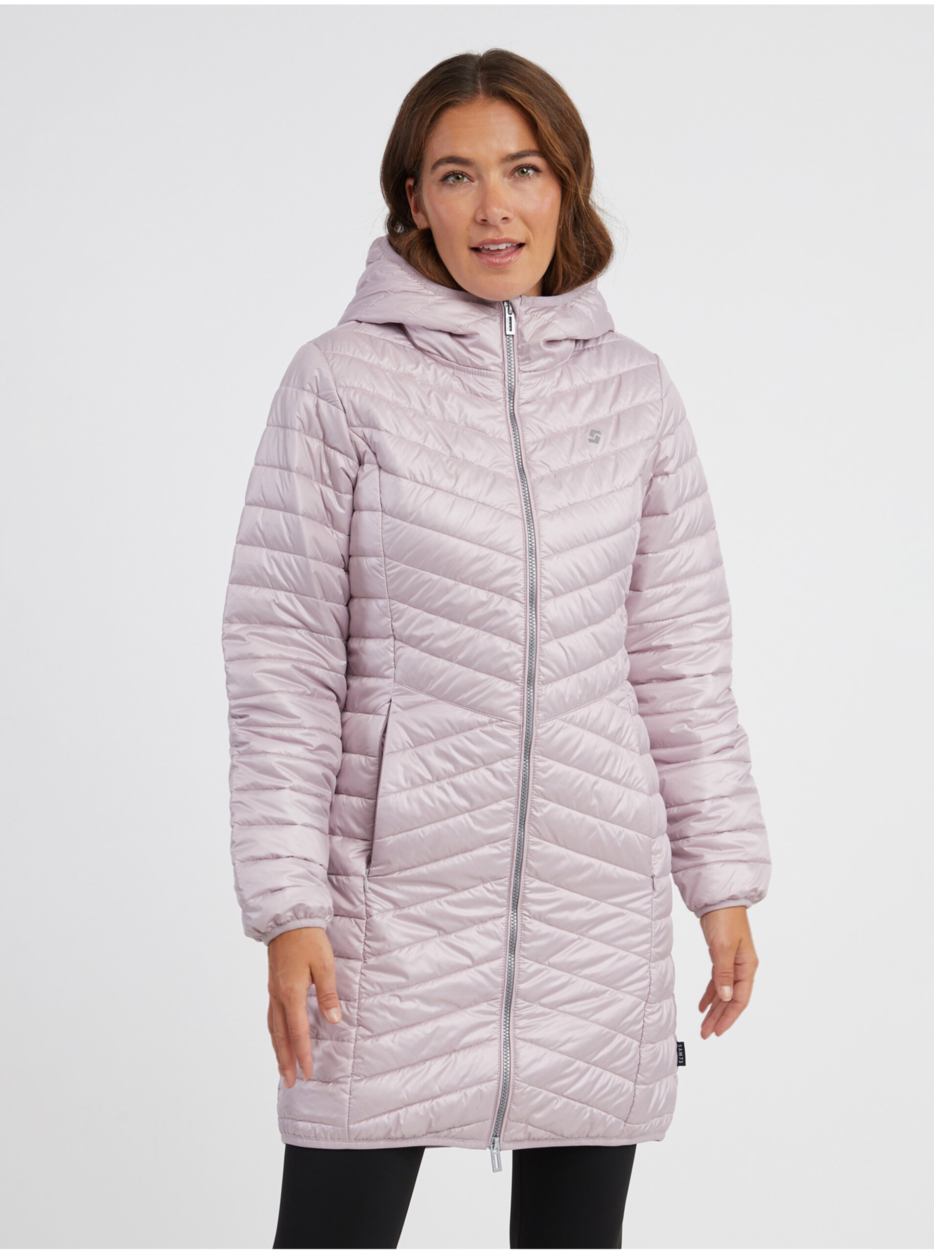 Levně Světle fialový dámský prošívaný kabát SAM 73 Bella
