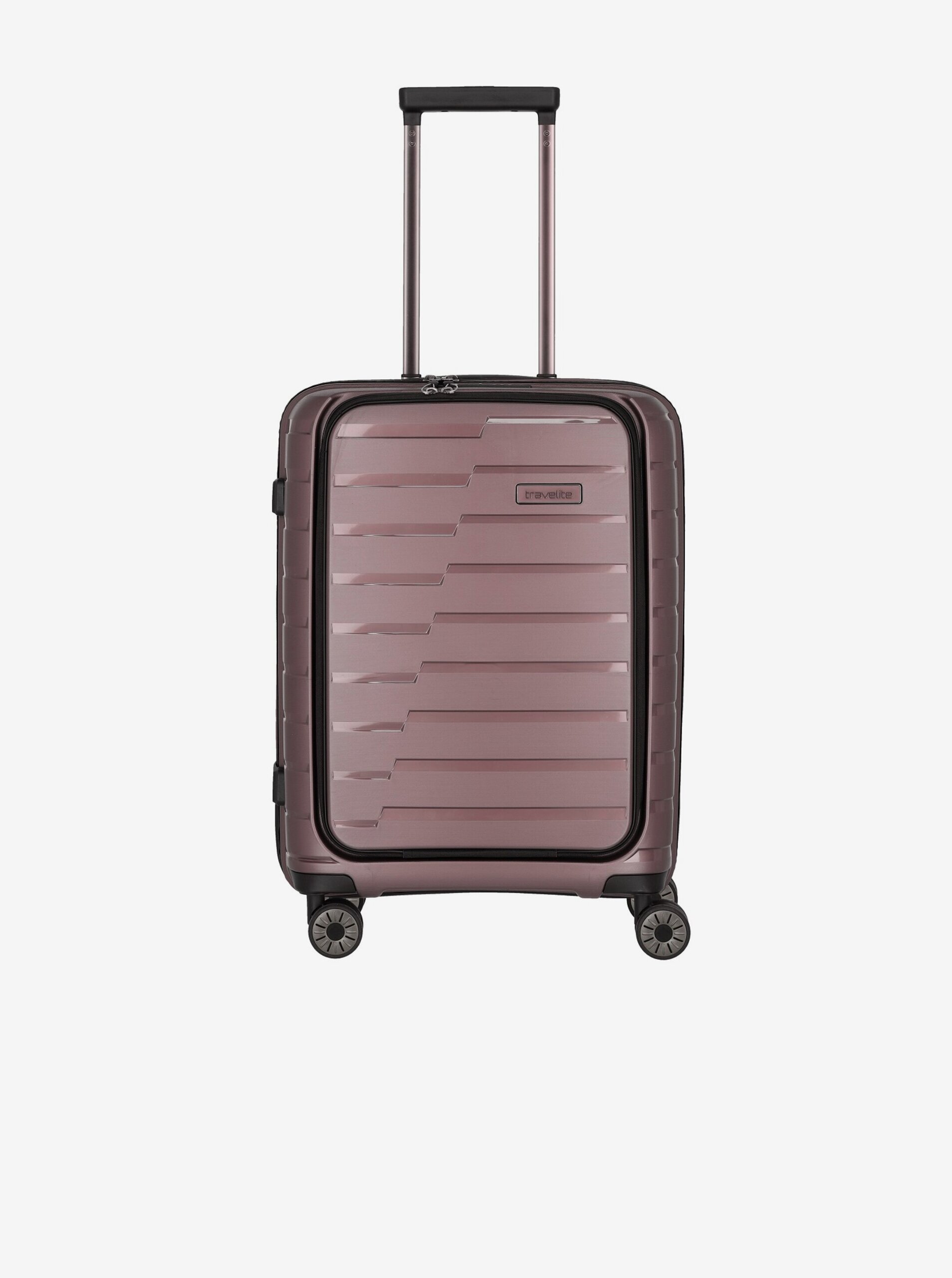 Levně Růžový cestovní kufr Travelite Air Base 4w S Front pocket