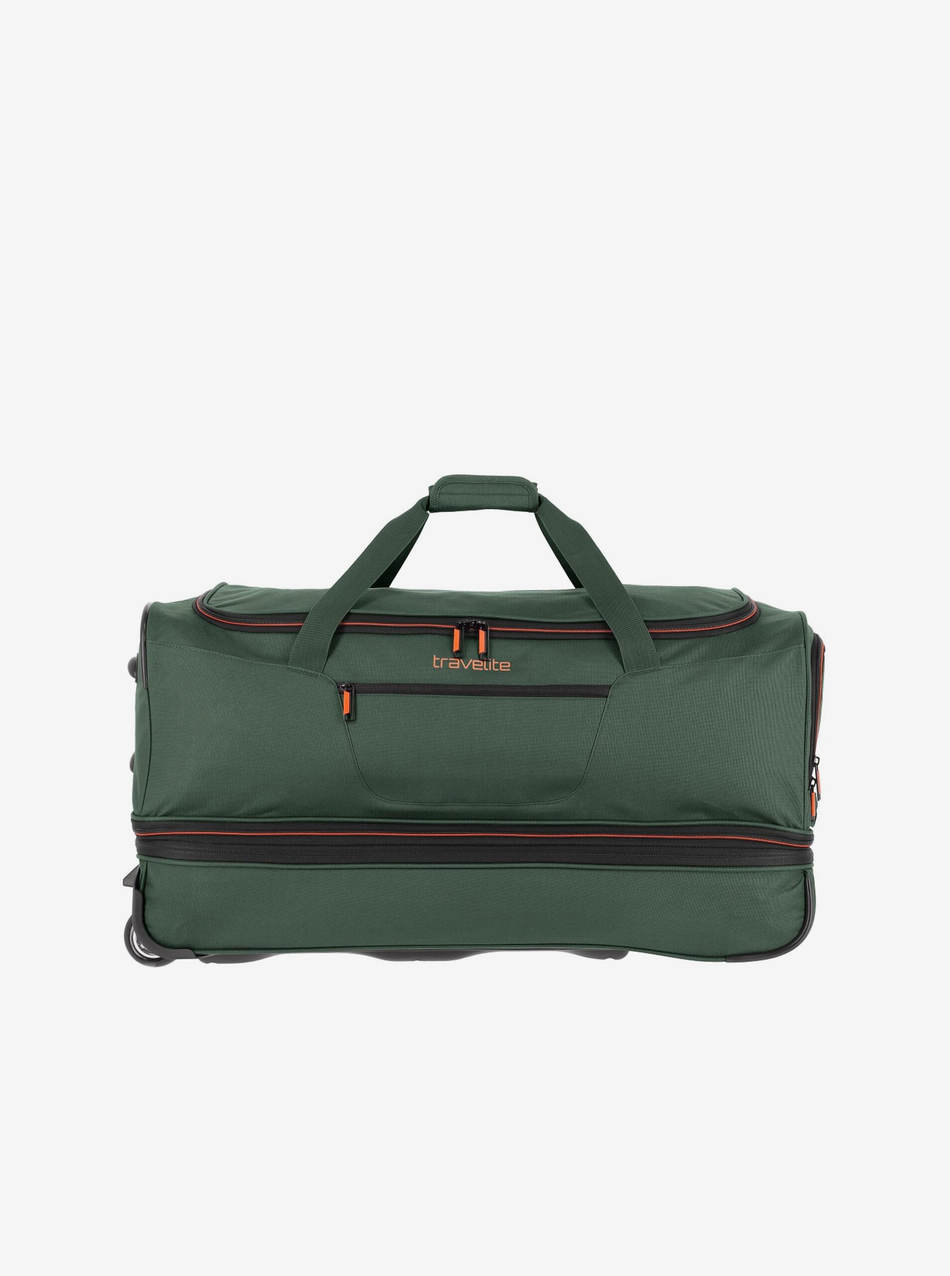 Levně Tmavě zelená cestovní taška Travelite Basics Wheeled duffle L